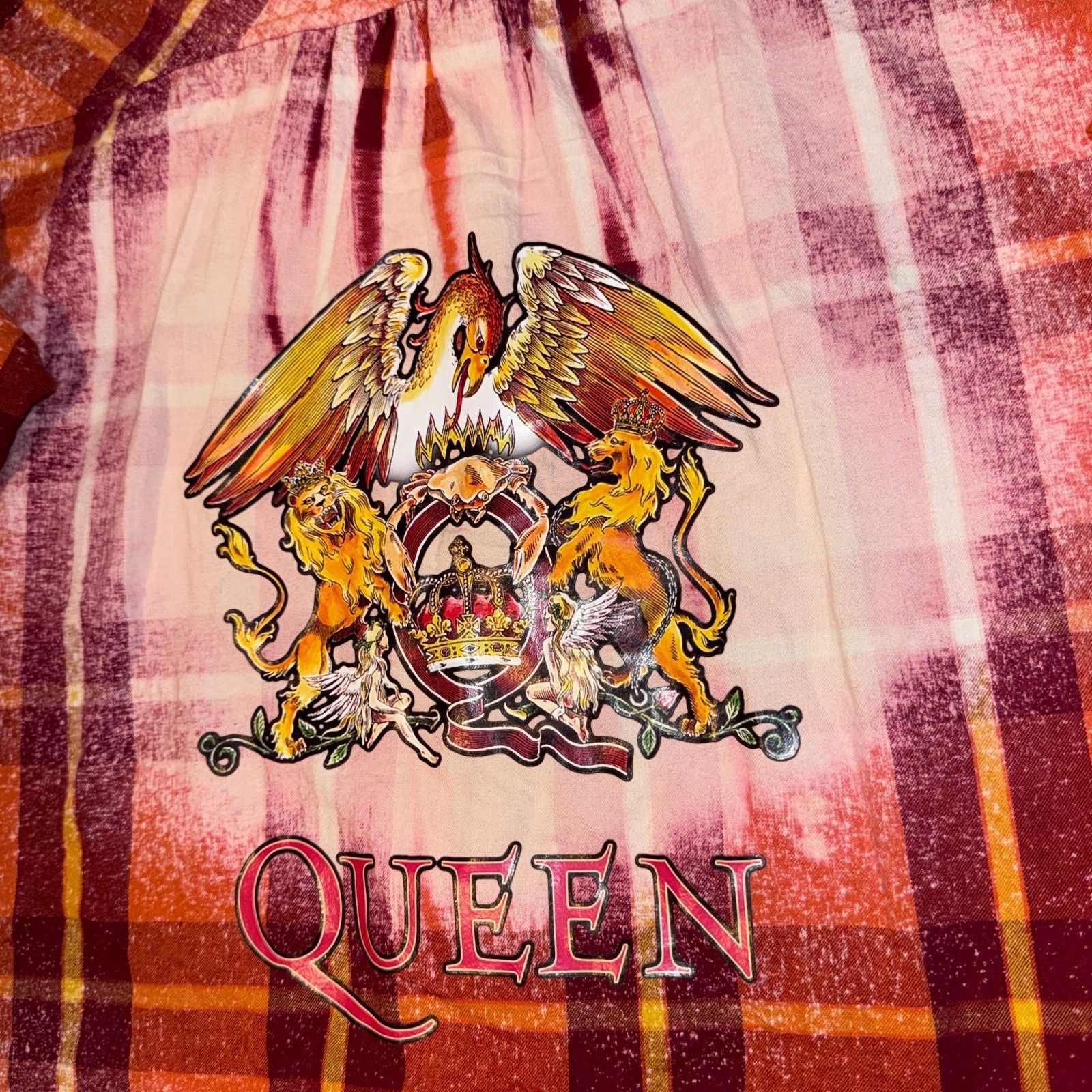 Other Quen British Rock Band Orange Plaid Shirt - XL Long Sleeve B Size XL / US 12-14 / IT 48-50 - 7 Thumbnail