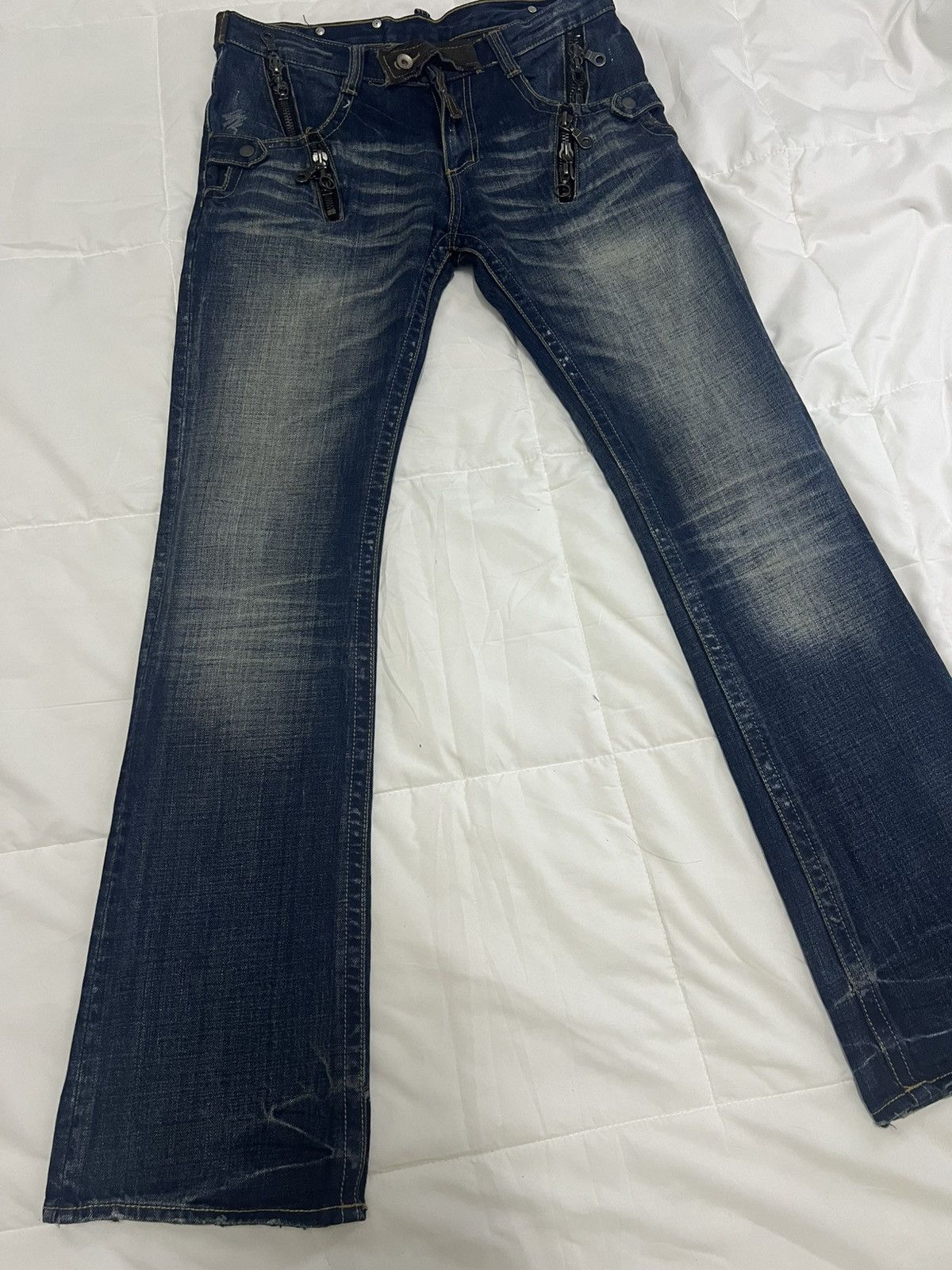 14th Addiction × Japanese Brand × semanticdesign SEMANTIC DESIGN DENIM FLARE JEANS LEATHER TRIMMED Size US 33 - 4 Thumbnail