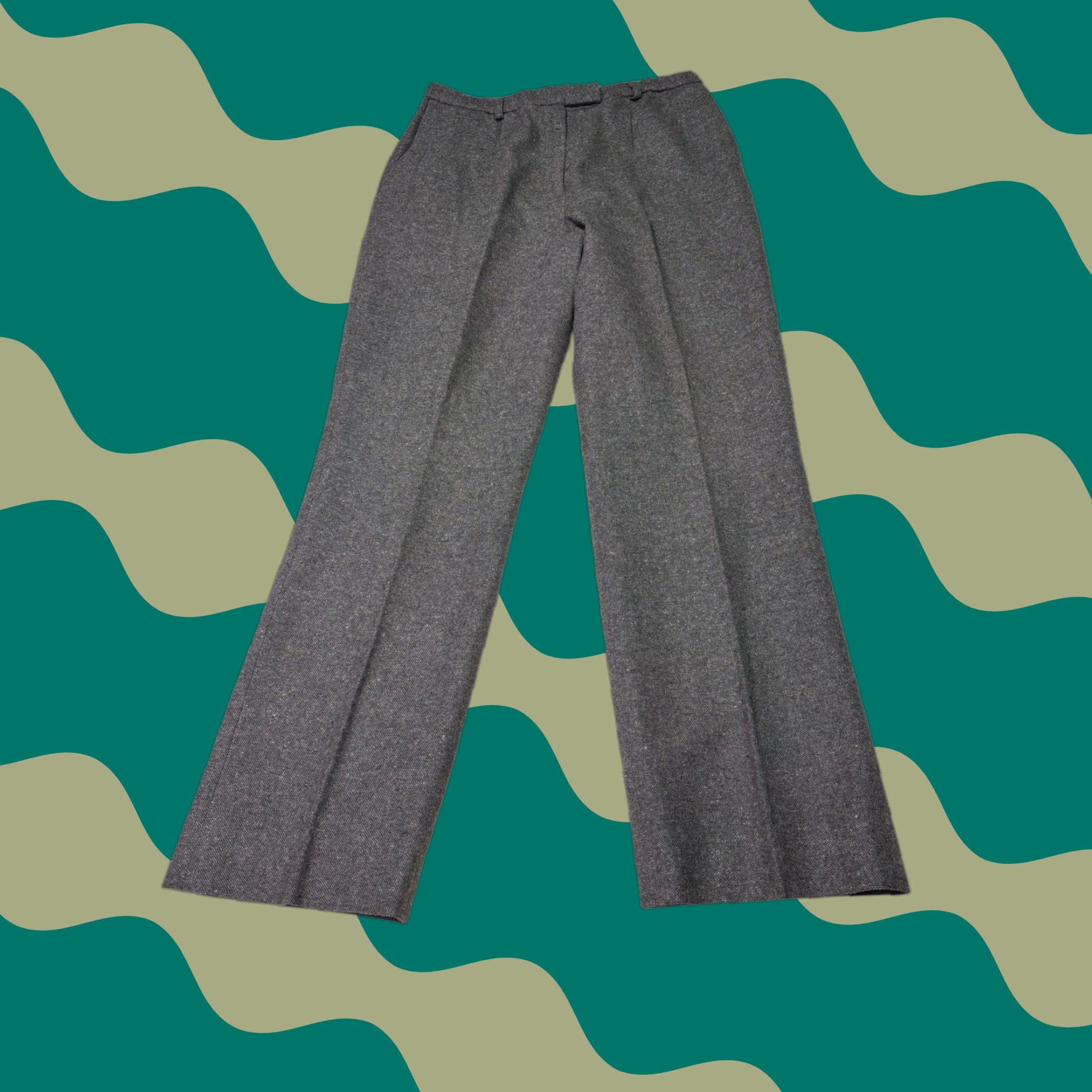 Pendleton VINTAGE Pendleton Wool Silk Tweed Trousers Grey Wide Leg 10P 28W 29L USA Womens Pants Size 32" / US 10 / IT 46 - 1 Thumbnail