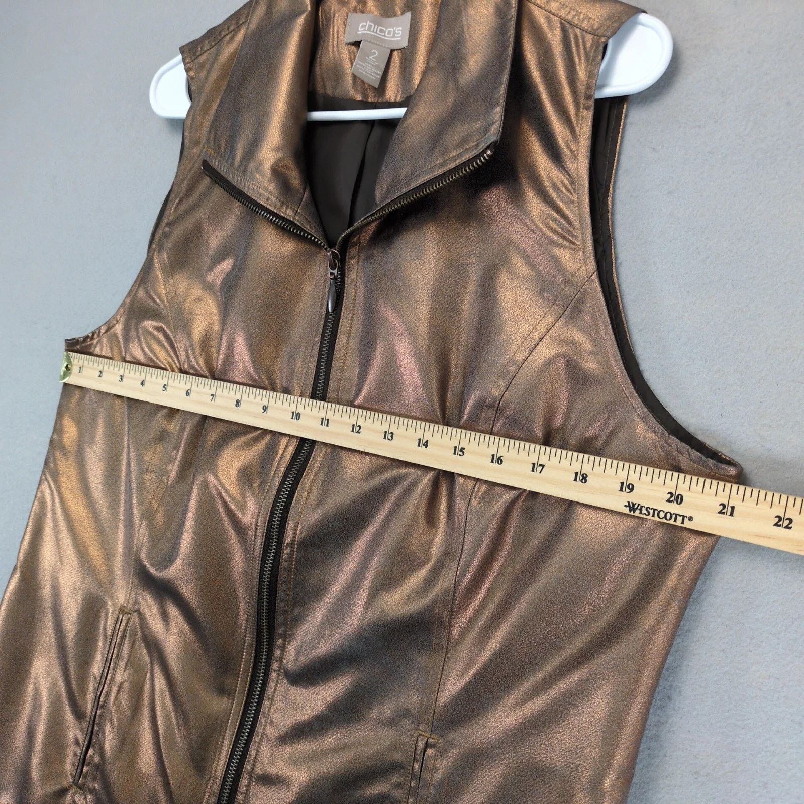 Chicos Chico's Vest Size 2 Womens L/12 Metallic Copper Zip Up Lined Size XL / US 12-14 / IT 48-50 - 7 Thumbnail
