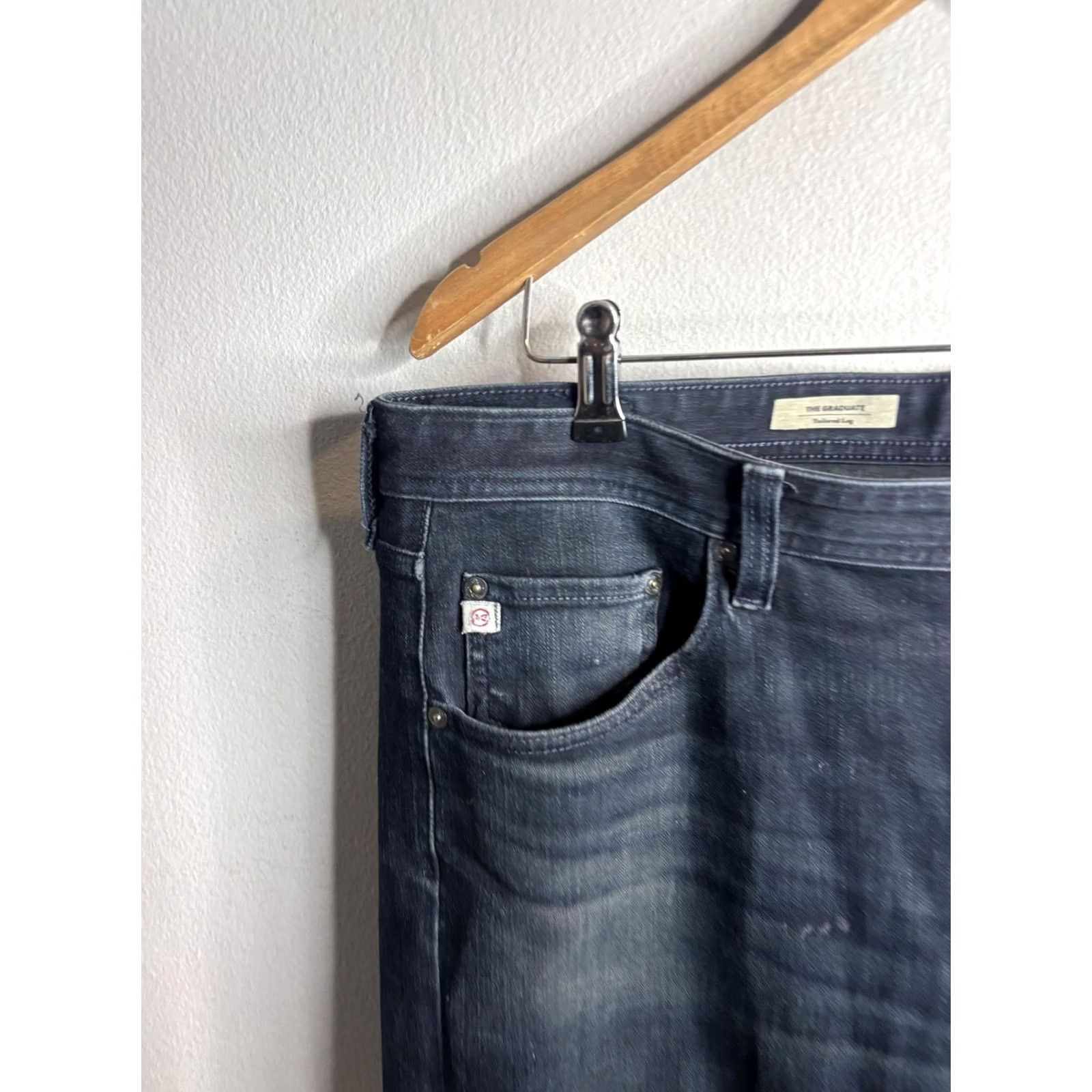 Denime AG Adriano Goldschmied Jeans Mens 40x34 Blue Dark Tailored Leg Straight 5-Pocket Denim Mens Size US 40 / EU 56 - 2 Thumbnail