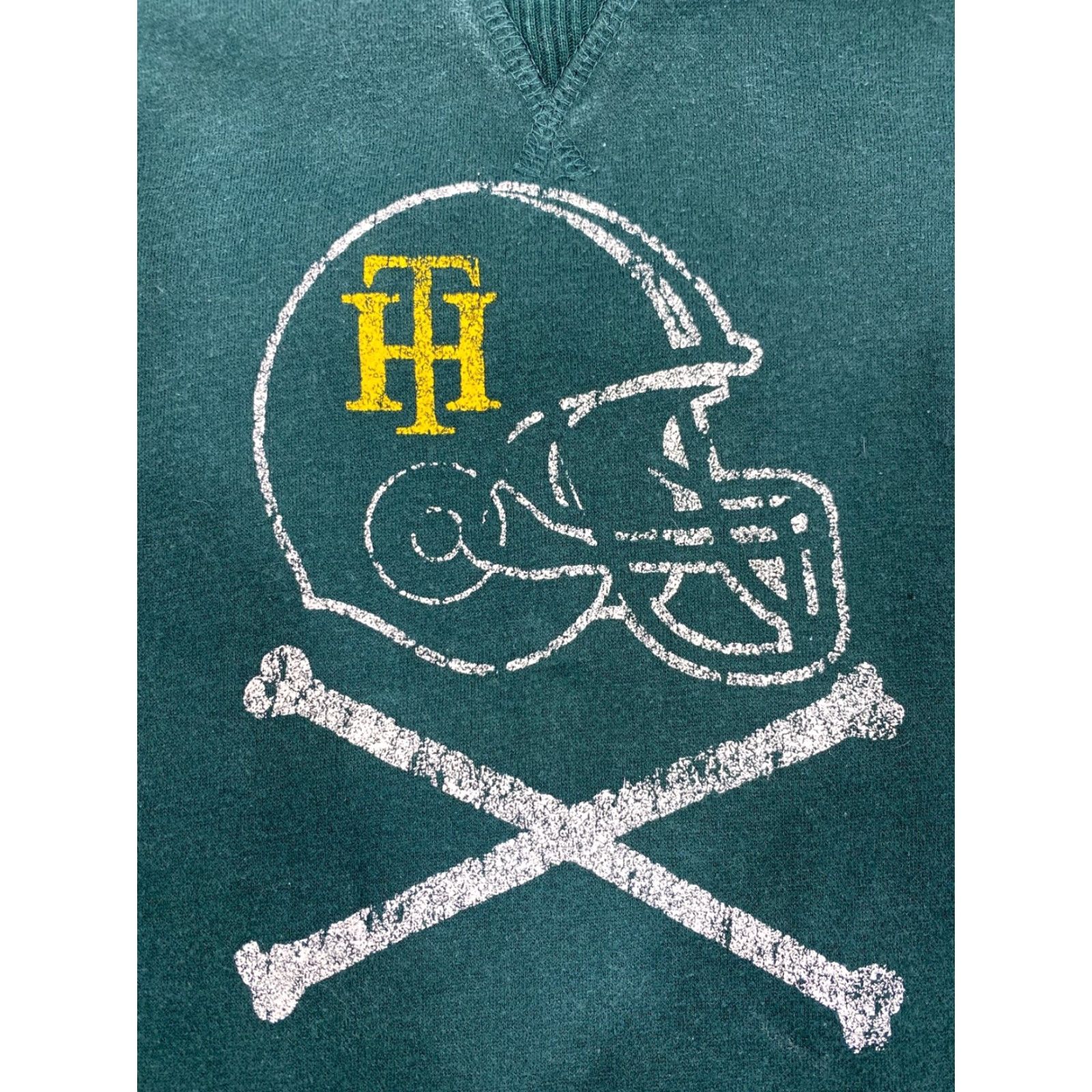 Tommy Hilfiger VINTAGE Tommy Hilfiger Green Hoodie Logo Football XL Mens Pullover Hooded Size US XL / EU 56 / 4 - 2 Thumbnail