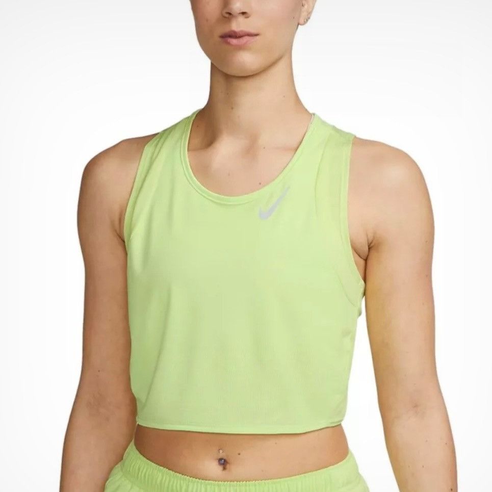 Nike Nike Dri-Fit Neon Yellow Crop Racerback Tank Top Womens L Size L / US 10 / IT 46 - 1 Thumbnail