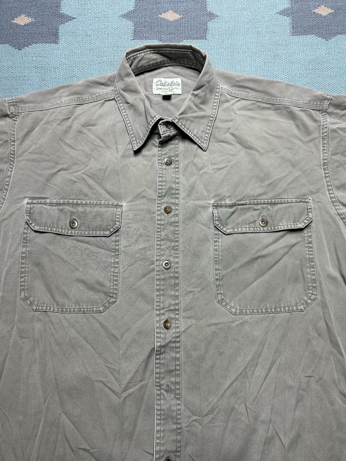 Vintage Vintage cabelas button shirt canvas cotton khaki tan XL tall Size US XL / EU 56 / 4 - 2 Thumbnail