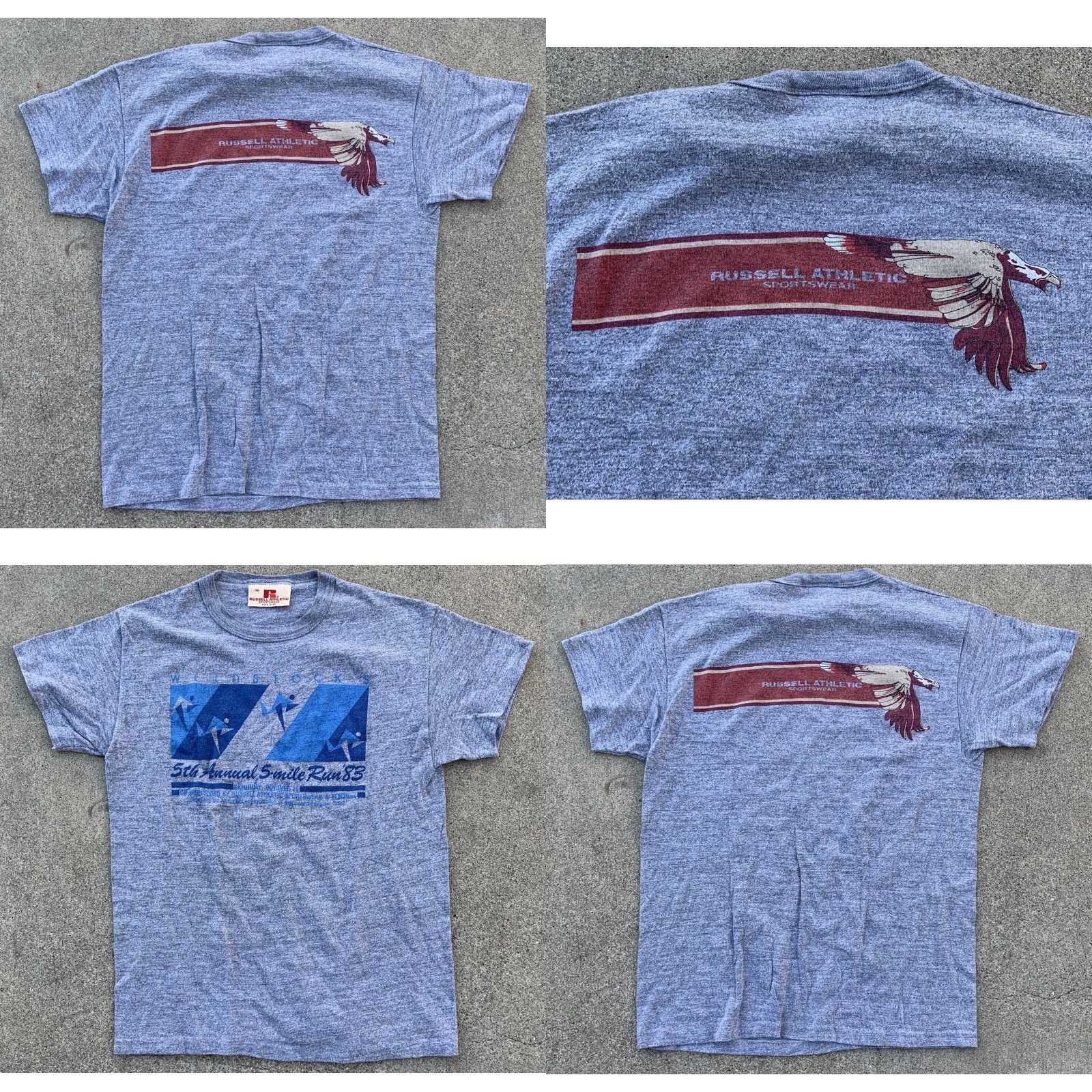 Russell Athletic VINTAGE Russell Athletic Sportswear Weinstocks 5th Annual 5 Mile Run 83 t shirt M Gray Mens Shirt 1980s Graphic Tee Regular Short Sleeve PolyCotton Size US M / EU 48-50 / 2 - 9 Thumbnail