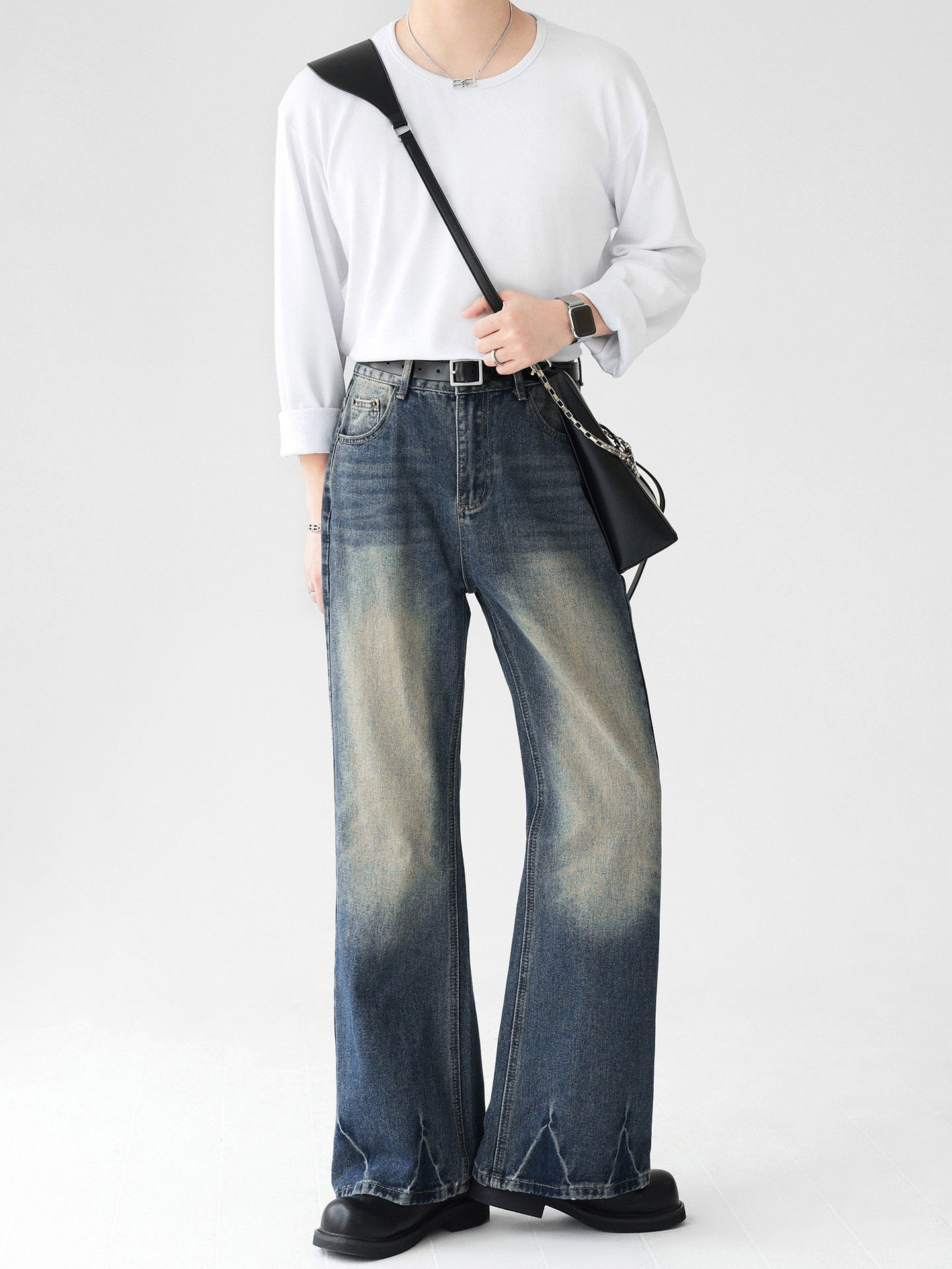 Japanese Brand × Jean American style distressed men's loose flared vintage jeans Size US 34 / EU 50 - 2 Thumbnail
