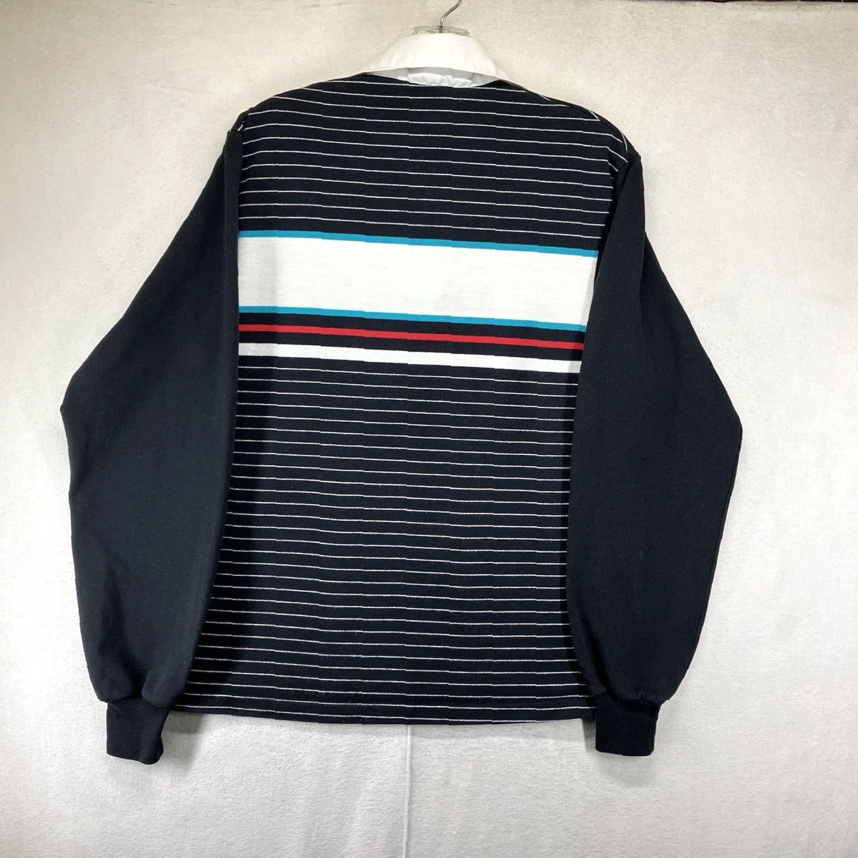 CO VINTAGE Northwestern Knitting Co Rugby Shirt Polo Long Sleeve Black Striped 90s Preppy Mens Medium Size US M / EU 48-50 / 2 - 2 Thumbnail