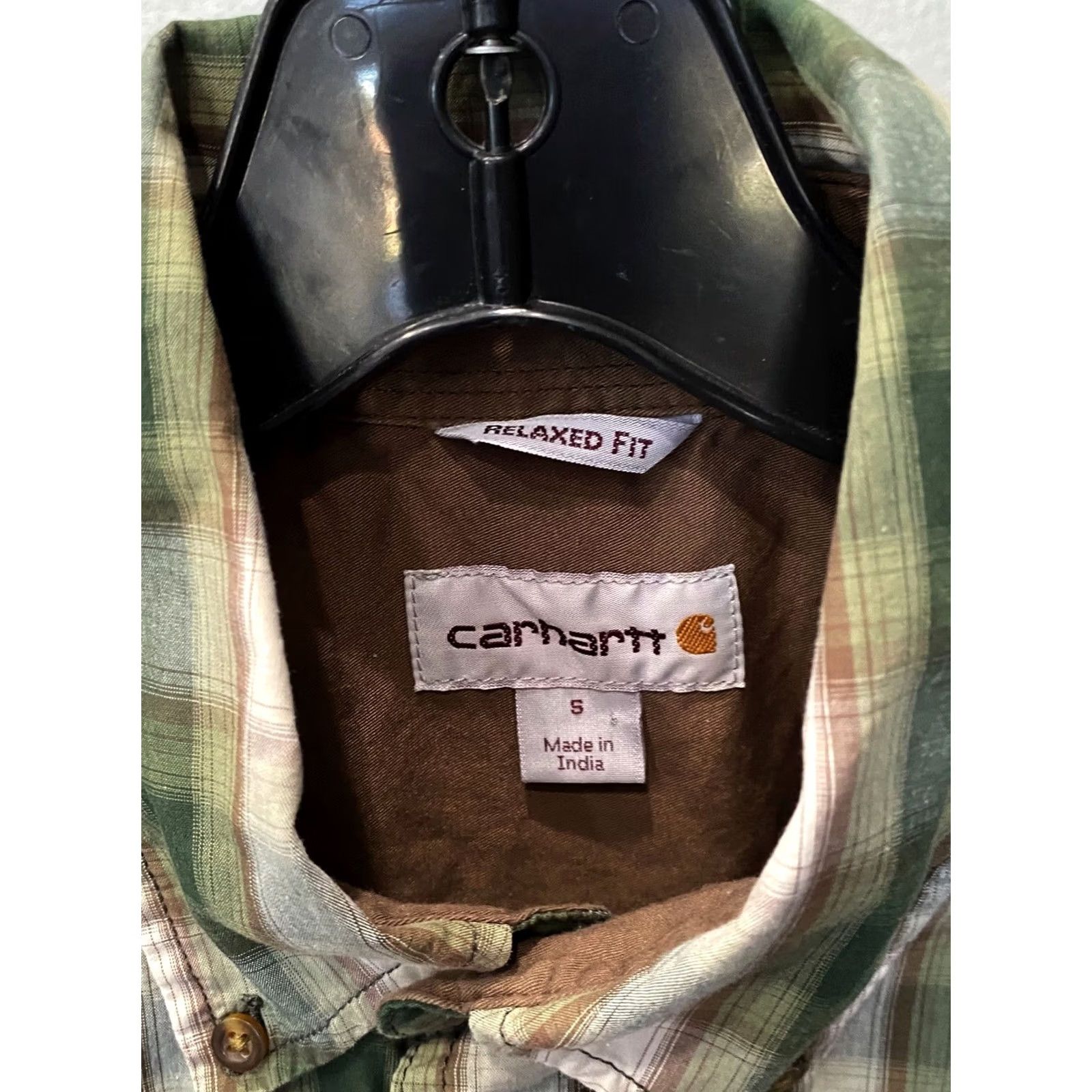 Carhartt Carhartt Button-Up CAMP SHIRT Mens S Green Brown Plaid Short Sleeve Small S Color Sharp Size US S / EU 44-46 / 1 - 5 Thumbnail
