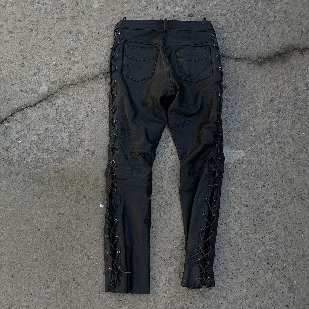 Leather × Vintage Vintage Japanese Style Leather Pants Moto 90s Y2K Style Size US 33 - 2 Thumbnail