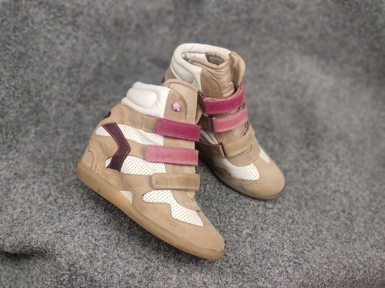 If Six Was Nine Vintage isabel marant Style wedge sneakers suede Velcro Y2K Size US 8 / IT 38 - 5 Thumbnail