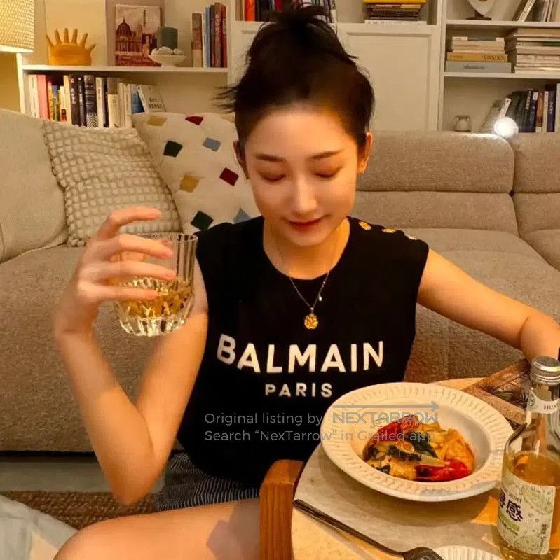 Balmain Balmain Black Cotton T-Shirt for Women . Size S / US 4 / IT 40 - 4 Thumbnail
