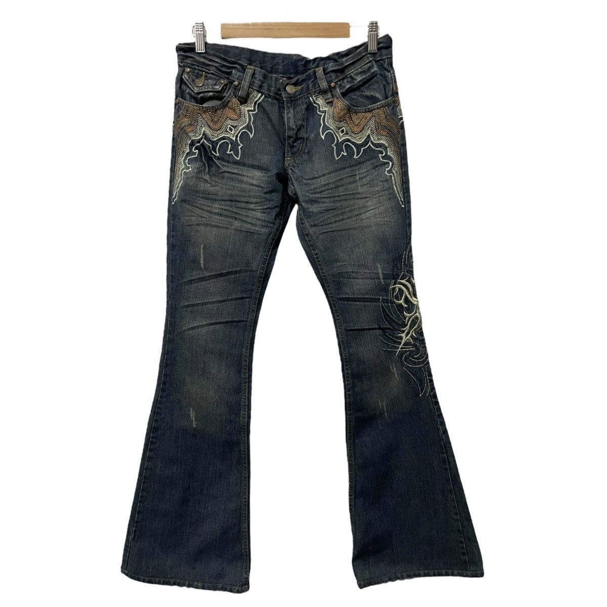 image of Tornado Mart Tribal Embroidery Denim in Blue, Men's (Size 30)
