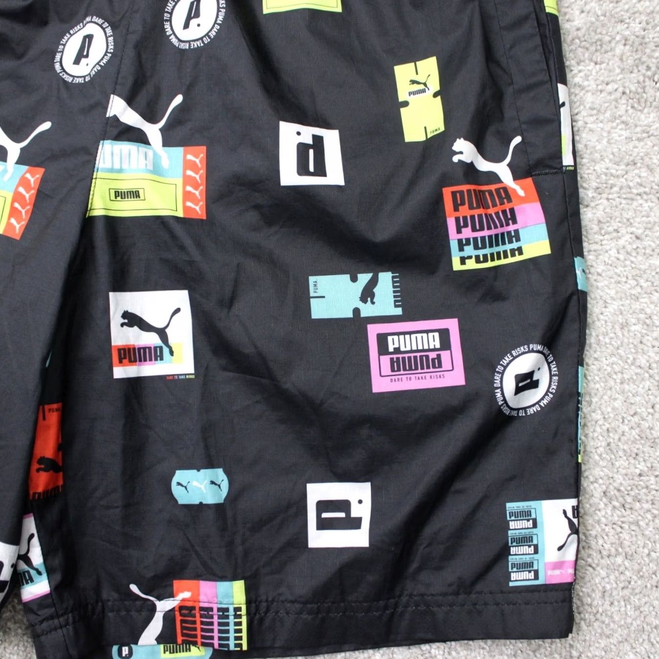 Puma PUMA AOP Shorts Mens Large Black 8" Brand Love All Over Print Woven Lined Size US 33 - 3 Thumbnail