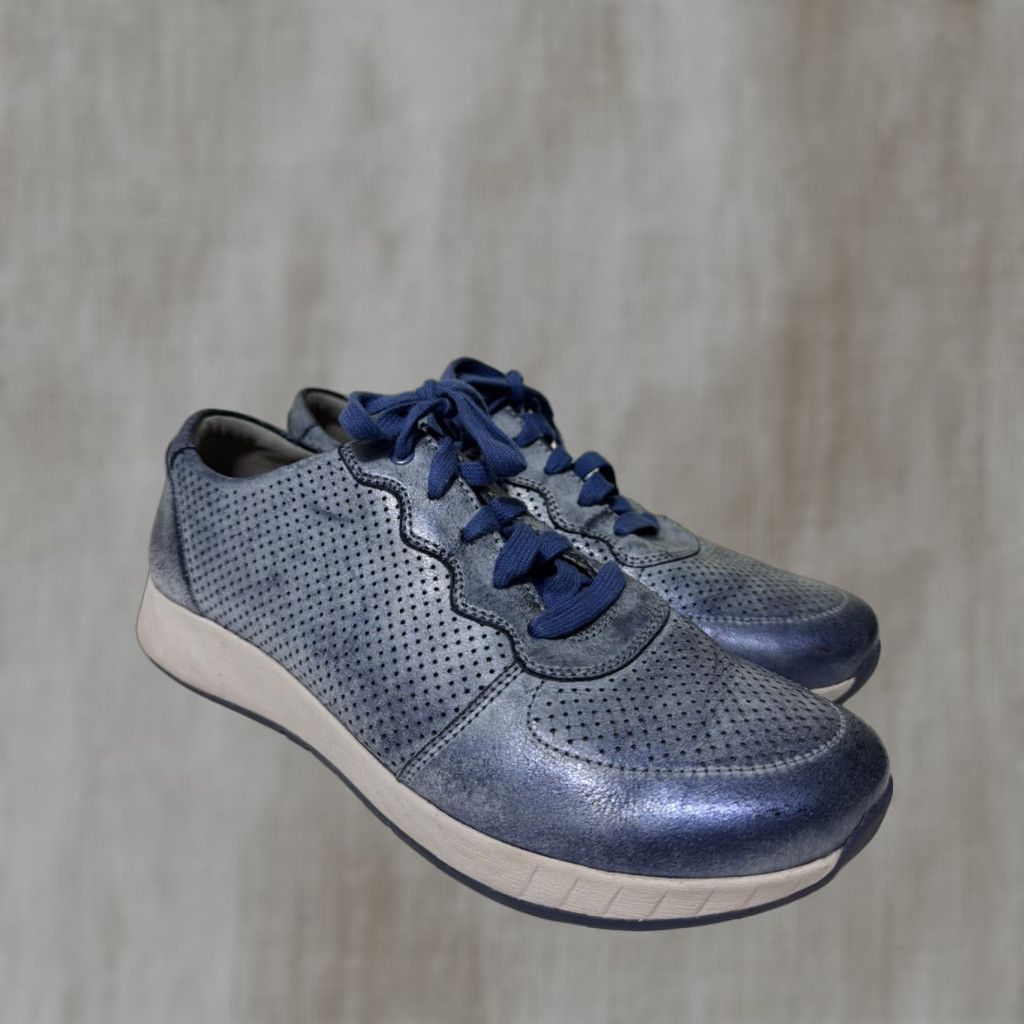 Dansko Dansko Christina Womens Blue Sneaker Leather Size 41 US 10.5-11 Geometric Round Toe Lace Up Casual Activewear Shoes Size US 11 / IT 41 - 1 Thumbnail