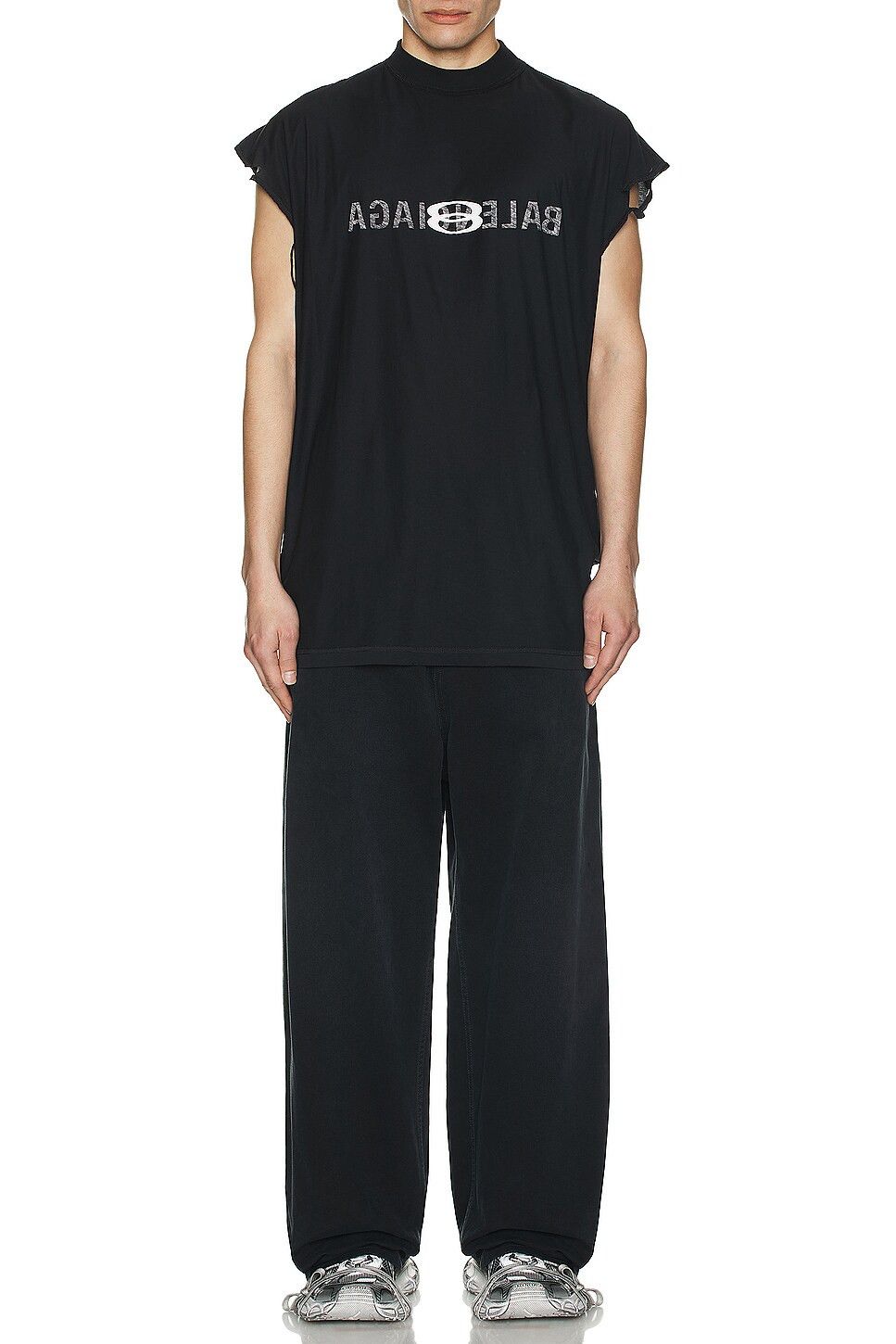 Balenciaga o1tr1nto1025 Inside Out Sleeveless T-Shirt in Faded Black Size US L / EU 52-54 / 3 - 4 Thumbnail