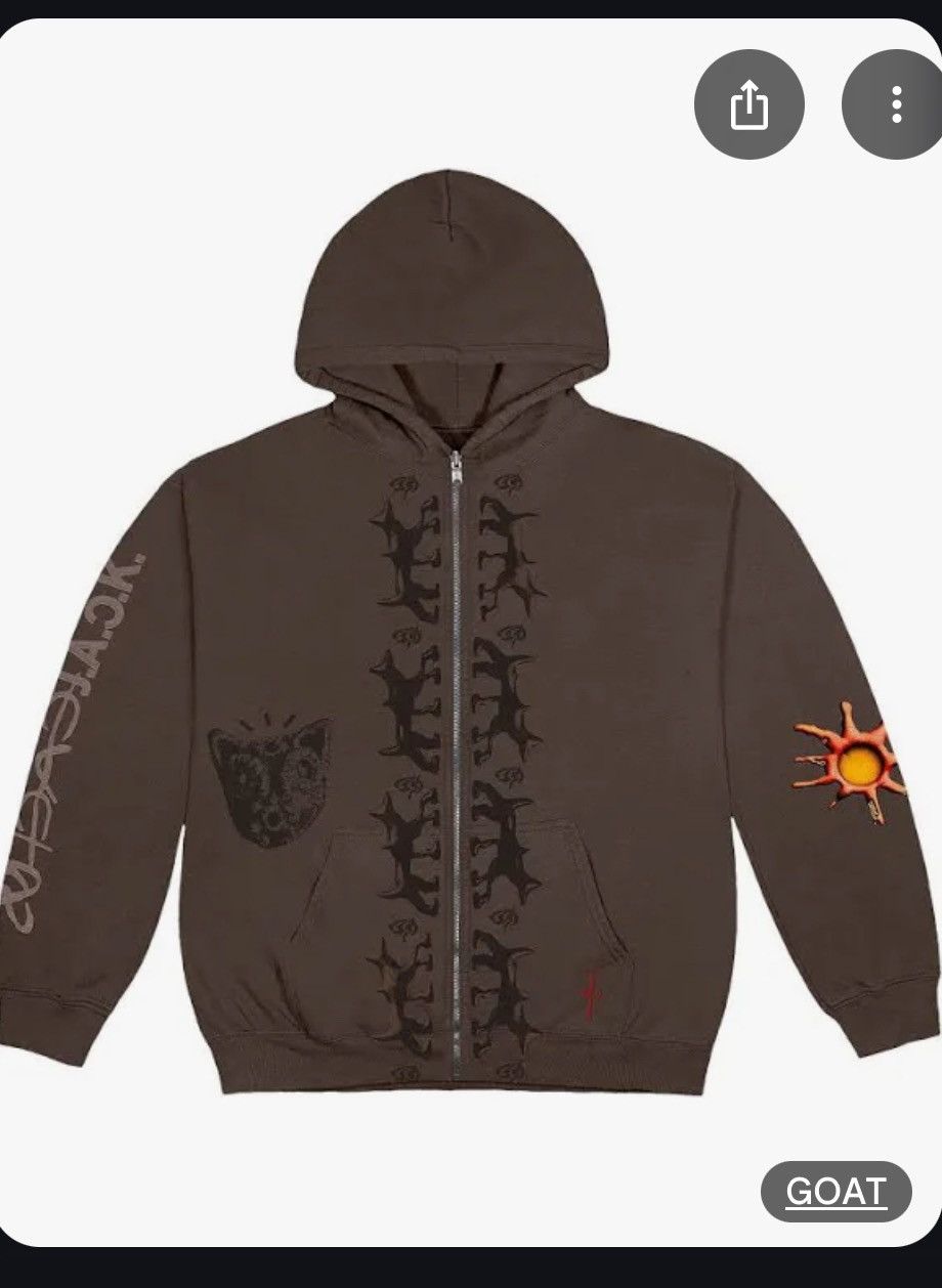 存在感絶大【CACTUS JACK】FULL ZIP HOODIE Travis Scott Cactus Jack For Fragment Skeleton Graffiti Full