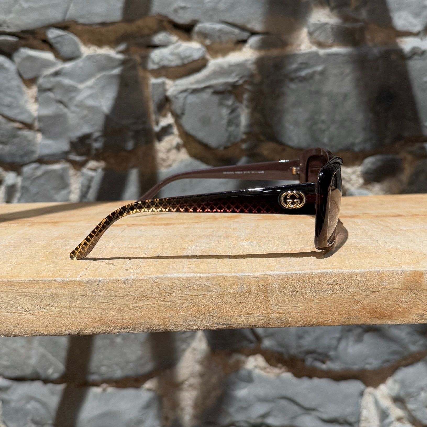 Gucci Gucci GG3575 Gradient Diamantissima Rectangular Sunglasses Size ONE SIZE - 4 Thumbnail