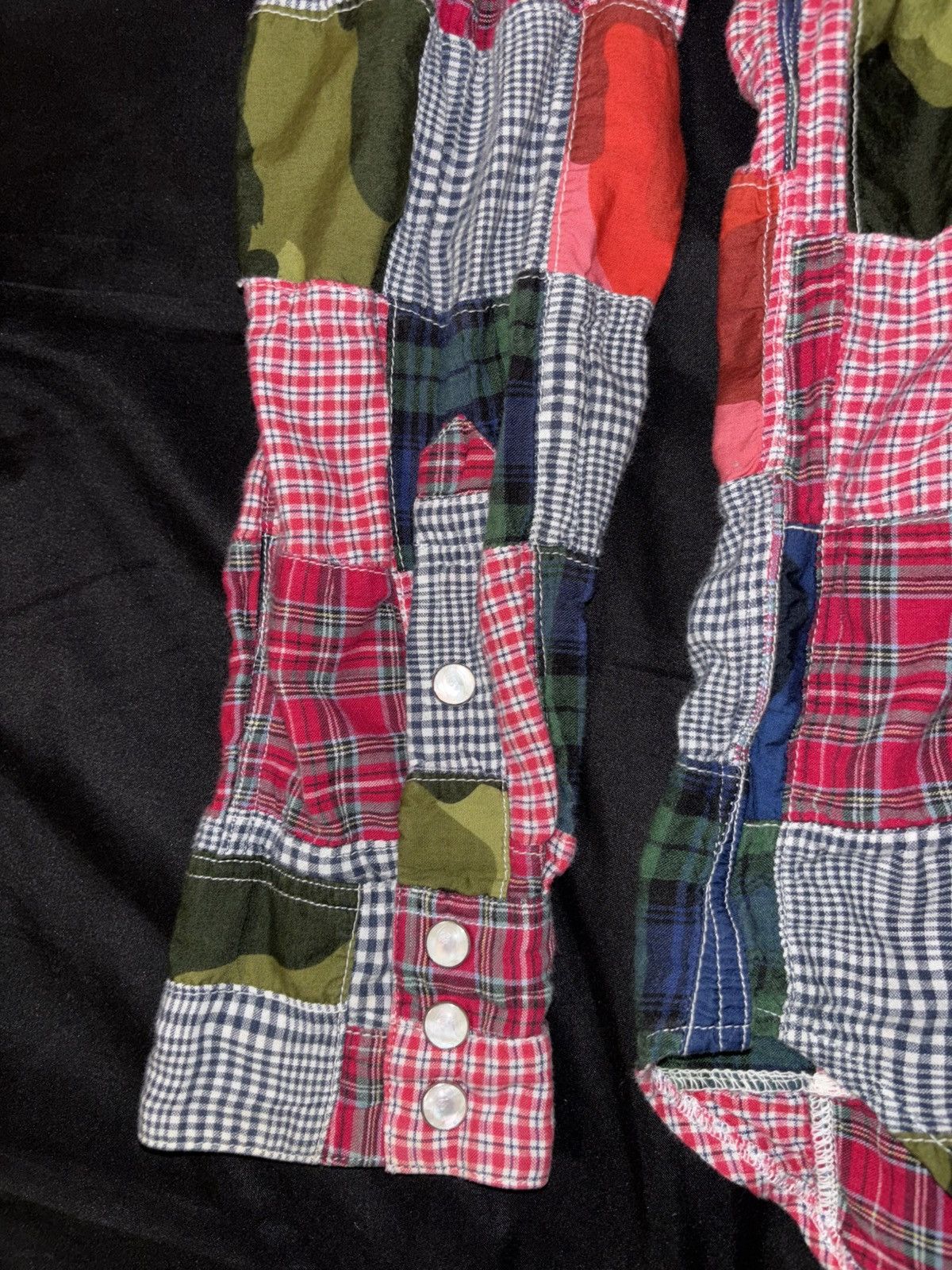 Bape Rare Vintage Nigo Era Camo Plaid Patchwork Button Up Shirt Size US S / EU 44-46 / 1 - 6 Thumbnail