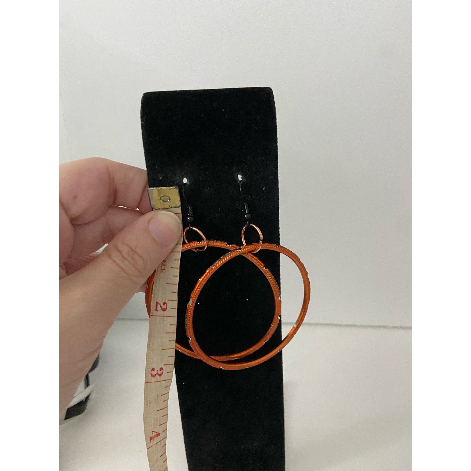 Handmade skinny orange hoop earrings Size ONE SIZE - 4 Thumbnail