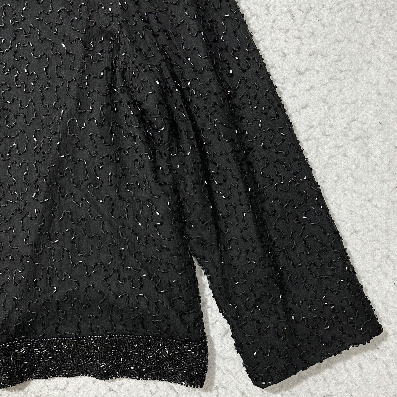 Vintage Vintage Stenay Medium Silk Bead Blazer Black Evening Jacket Size M / US 6-8 / IT 42-44 - 6 Thumbnail