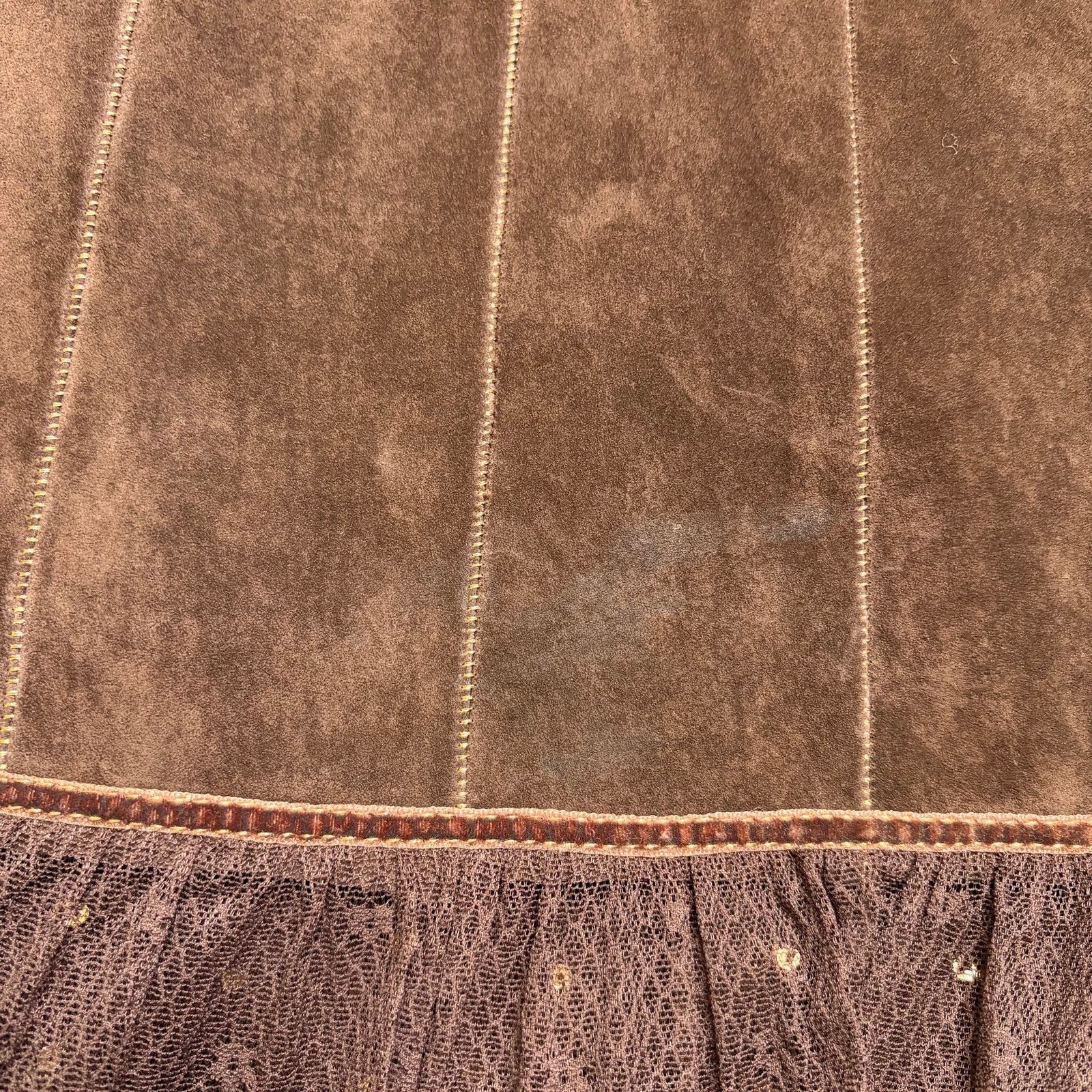 Sixth June Paris Y2K June Brown Suede Leather Midi Skirt Women’s Size 6 Lace Size 28" / US 6 / IT 42 - 11 Thumbnail