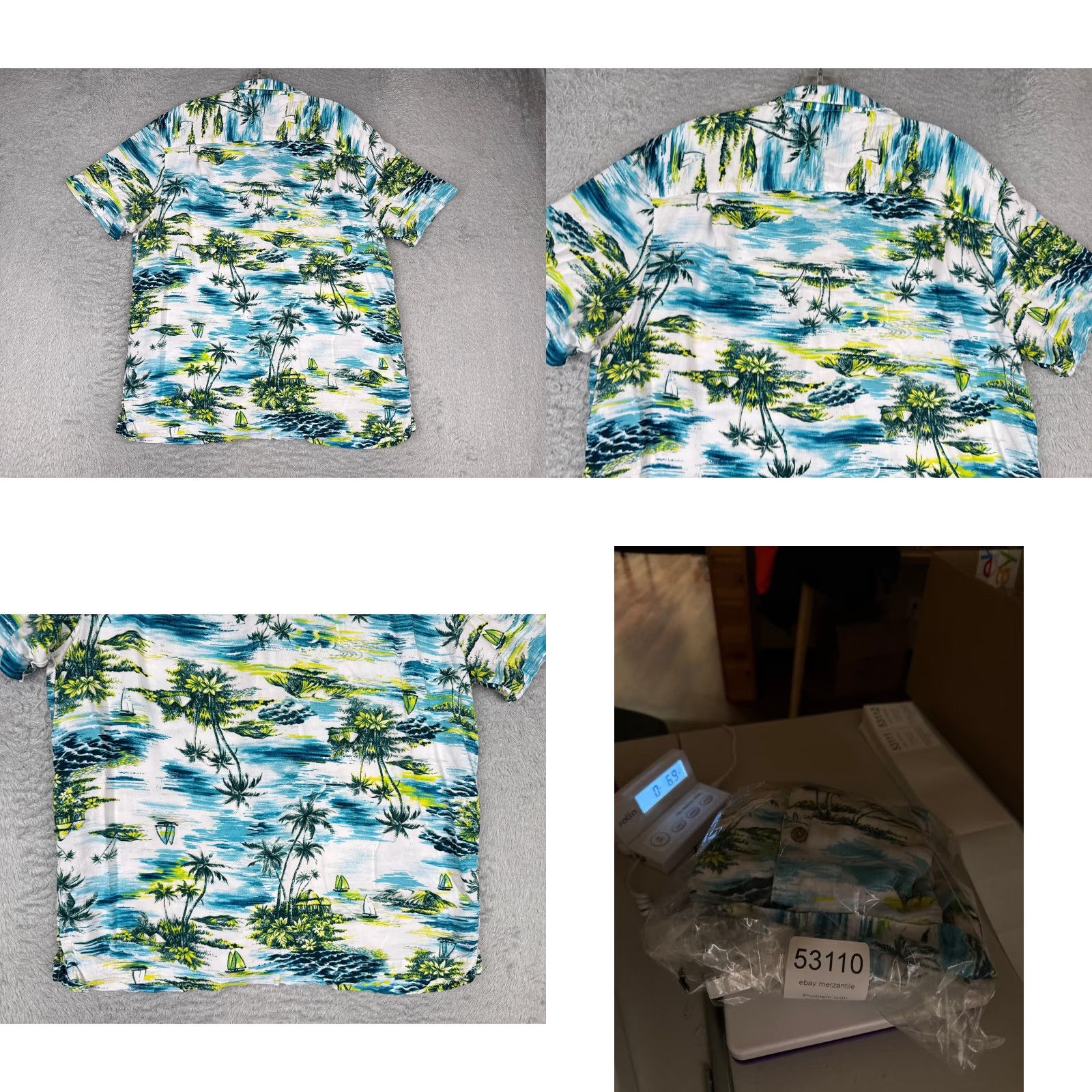 George George Shirt Adult Large White Floral Hawaiian Button Up Rayon Mens Size US L / EU 52-54 / 3 - 9 Thumbnail