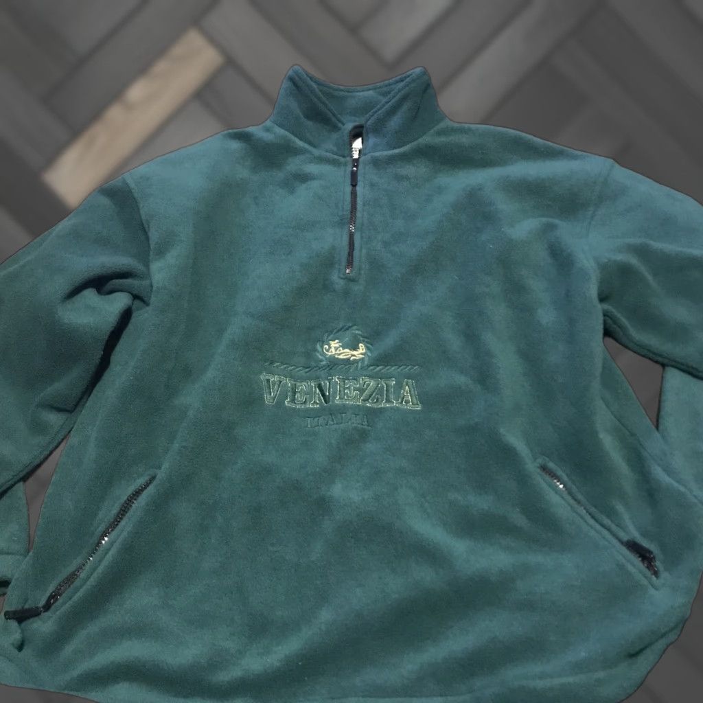 Vintage VINTAGE Emma & Di Venezia Italia 1/4 Zip Pullover Sweatshirt XL Green Unisex Adults 80s Italian Gondola Crew Neck Polyester Fleece Long Sleeve Size US XL / EU 56 / 4 - 1 Thumbnail