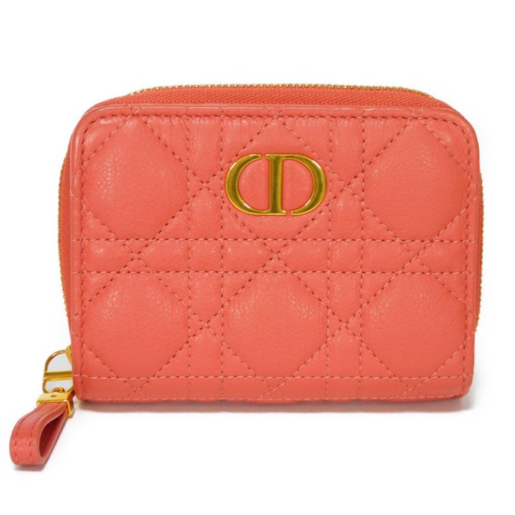 image of Christian Dior Dior Bifold Wallet Caro Cd Logo Stitch Cannage Dark Pink S5032Uwhc Women's