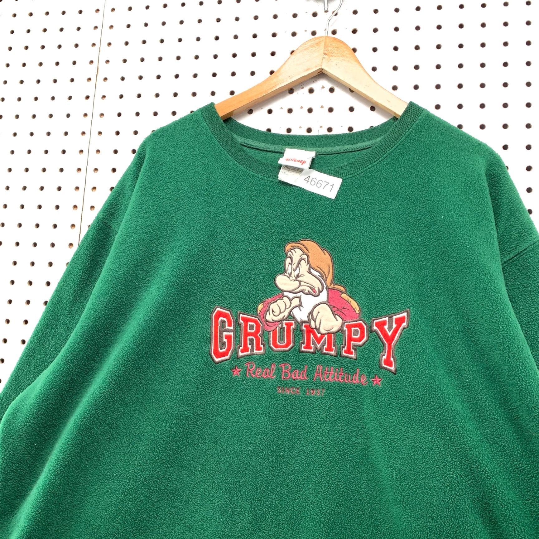 Disney VINTAGE Disney Grumpy Sweatshirt Mens 2XL Green Real Bad Attitude Fleece Size US XXL / EU 58 / 5 - 4 Thumbnail