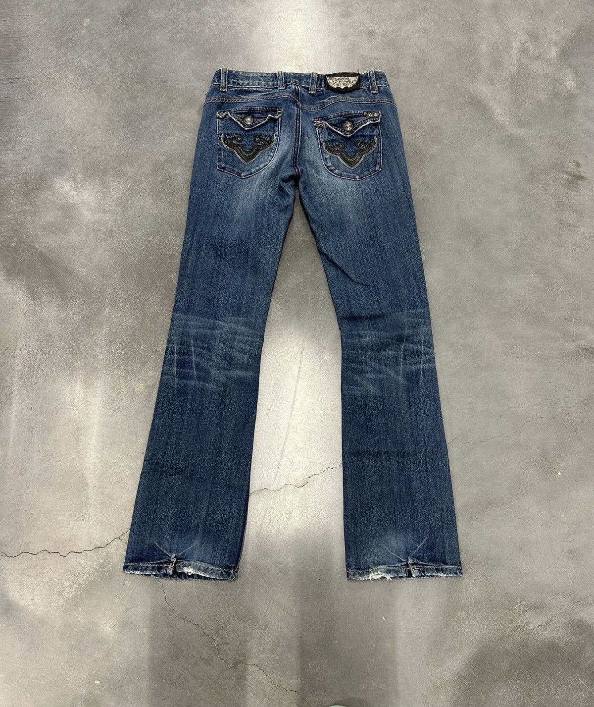 Vintage REROCK Distressed low-rise flare jeans Size 26" / US 2 / IT 38 - 2 Thumbnail