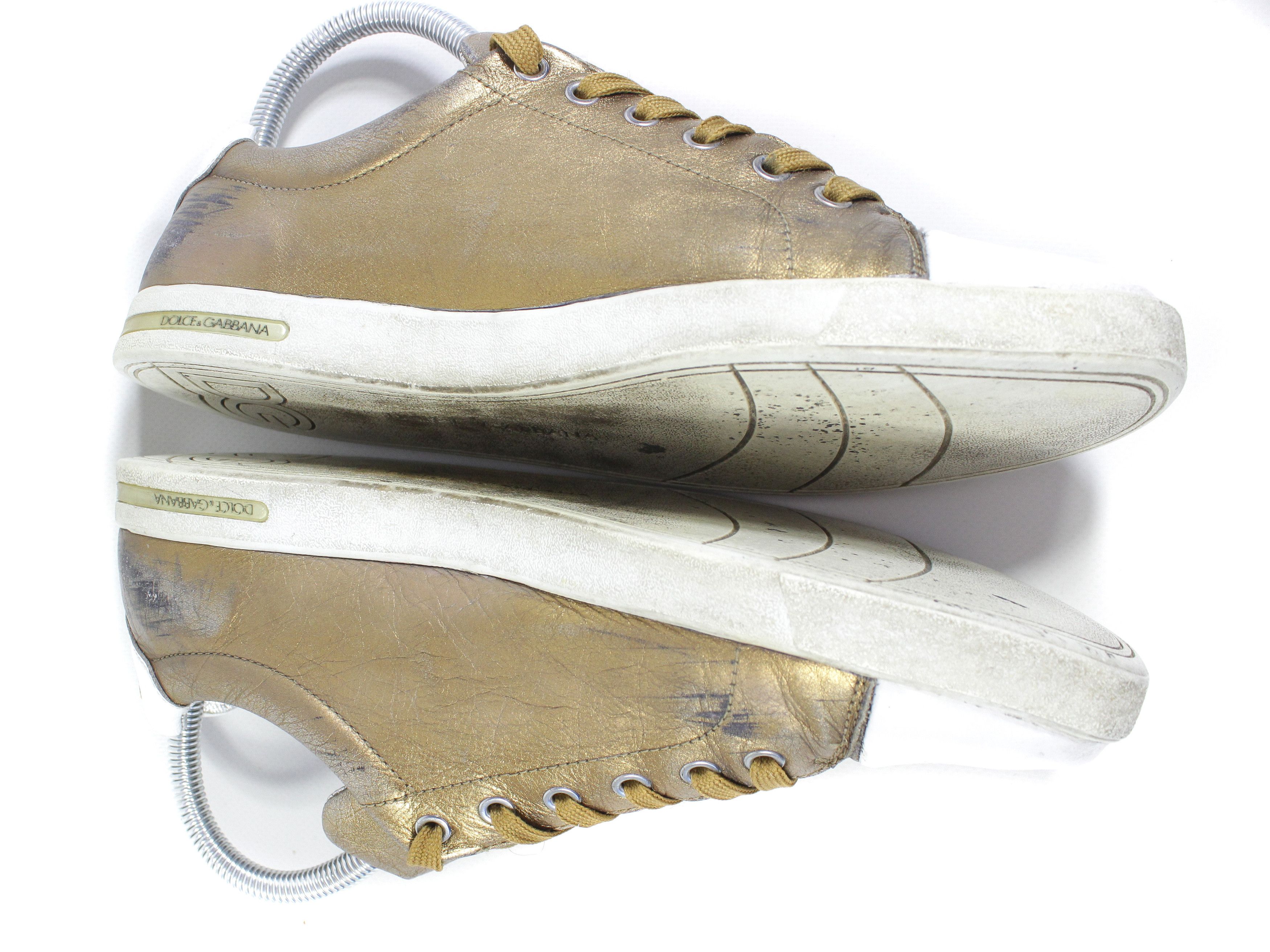 Dolce & Gabbana Leather Distressed Low Sneakers Size US 9.5 / IT 39.5 - 6 Thumbnail