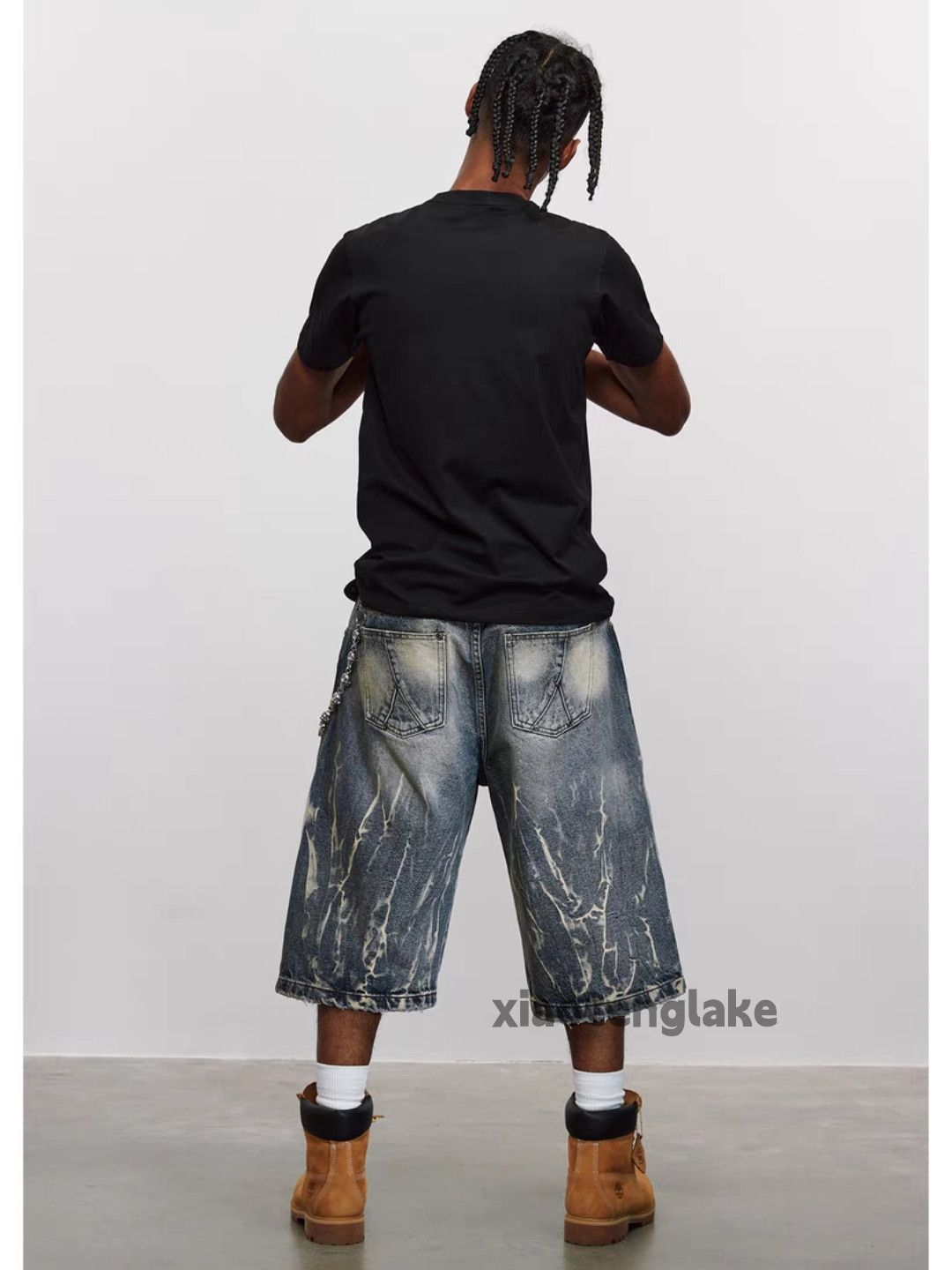 Jean × Vintage Washed faded denim loose baggy hiphop skate shorts Size US 34 / EU 50 - 4 Thumbnail