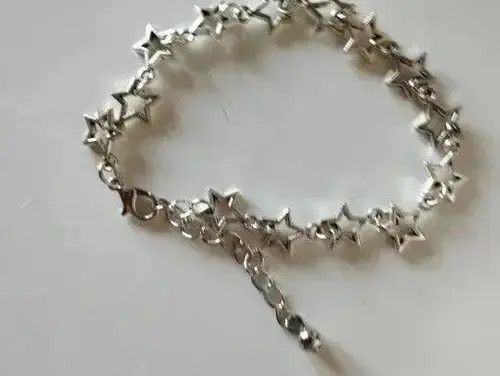 Jewelry Silver Color Grunge Stars Link bracelet Size ONE SIZE - 3 Thumbnail
