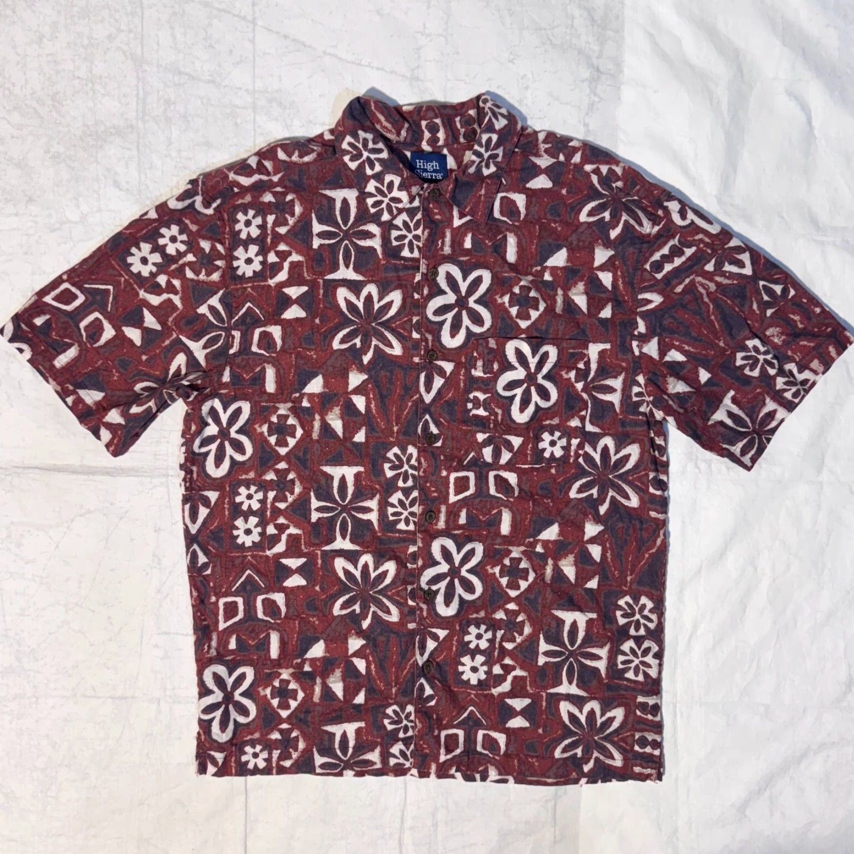 High Sierra High Sierra Shirt S Red Linen Blend Hawaiian Palm Leaves Floral Print Size US S / EU 44-46 / 1 - 5 Thumbnail