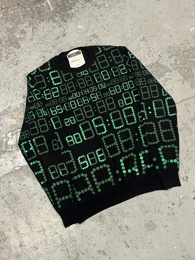 Moschino 2010s Moschino Black & Green Alarm Number Sweater Size US M / EU 48-50 / 2 - 4 Thumbnail