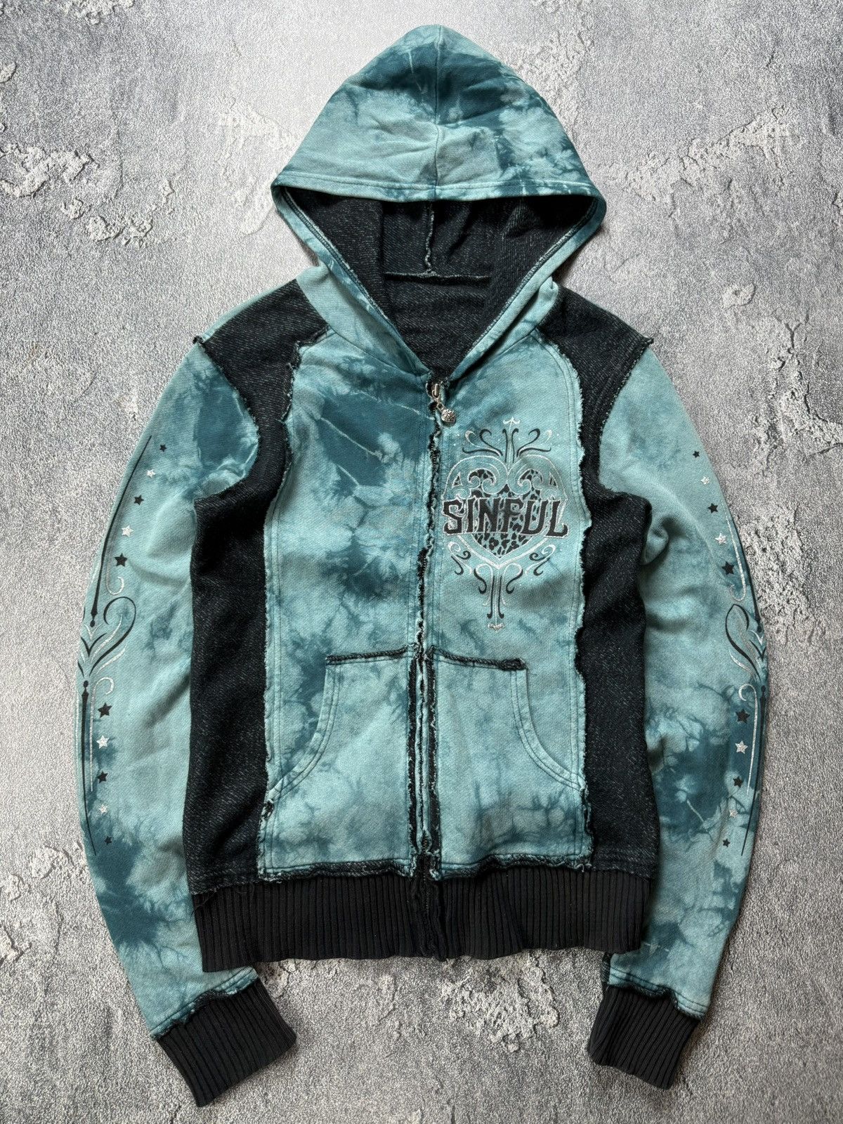 Affliction Sinful By Affliction Y2K Tribal Heart Wings Zip Hoodie LGB Size L / US 10 / IT 46 - 5 Thumbnail