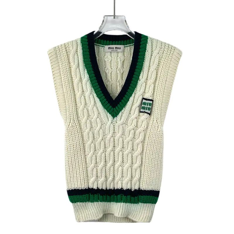 Miu Miu Miu Miu Cream Cable Knit Pullover Vest 0089 Size S / US 4 / IT 40 - 1 Thumbnail