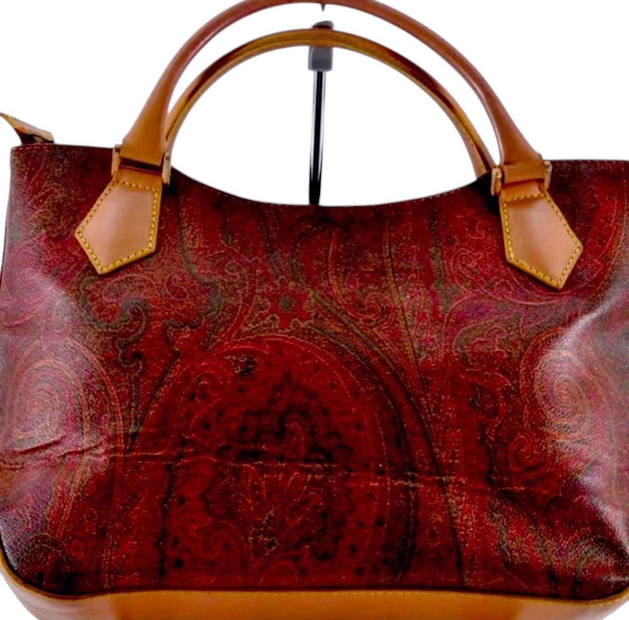 Etro ETRO Paisley Hand Bag PVC Leather Wine Red Brown Charm Size ONE SIZE - 6 Thumbnail