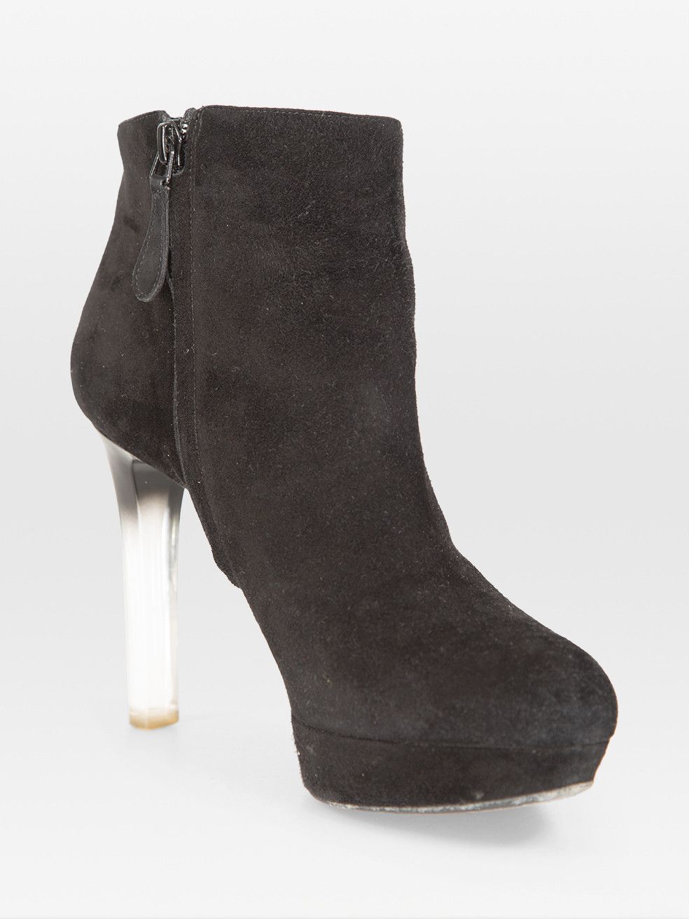 Black Side Zip Suede Ankle Boots