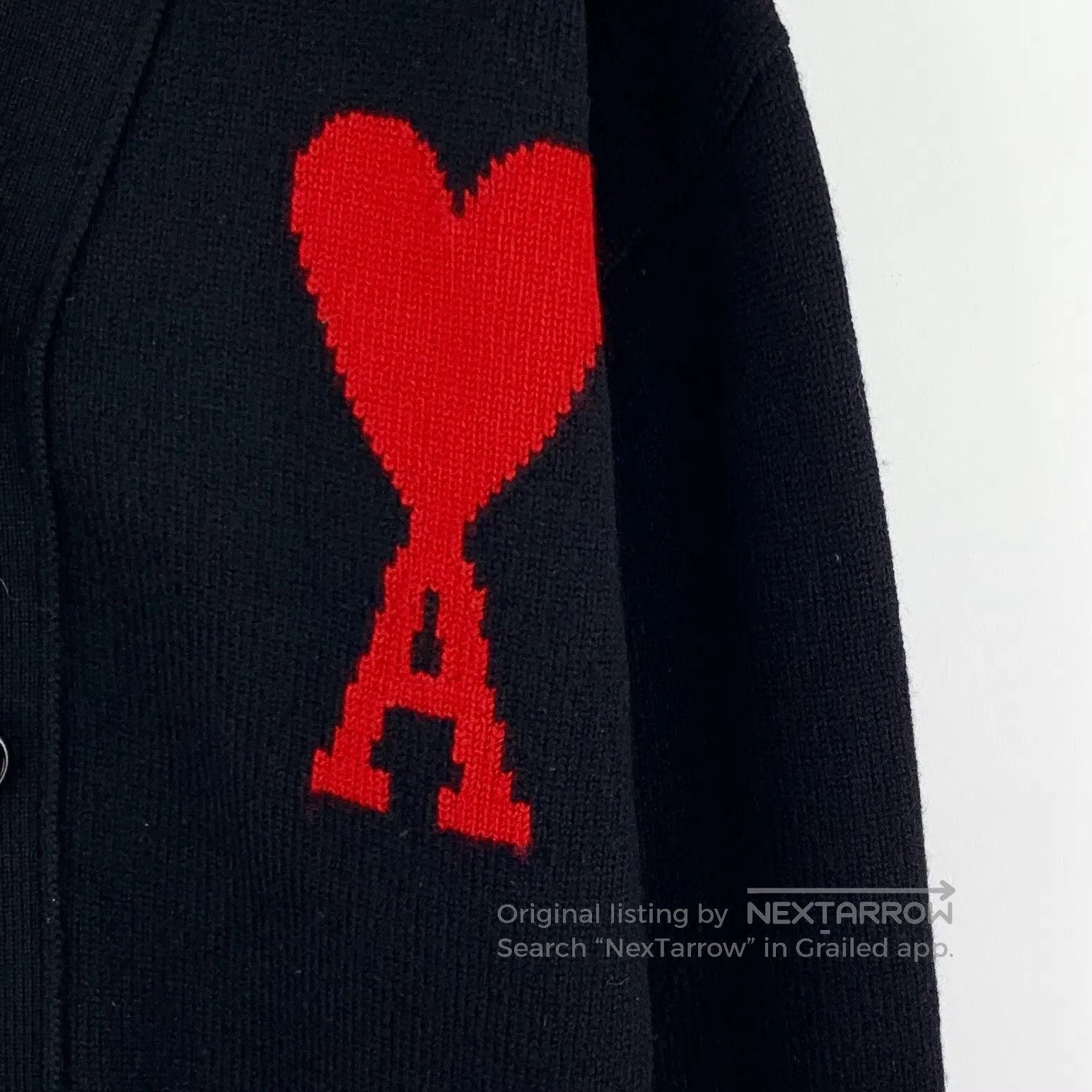 AMI Ami Black Heart Embroidered Wool V-neck Single Breasted Lo Size S / US 4 / IT 40 - 4 Thumbnail