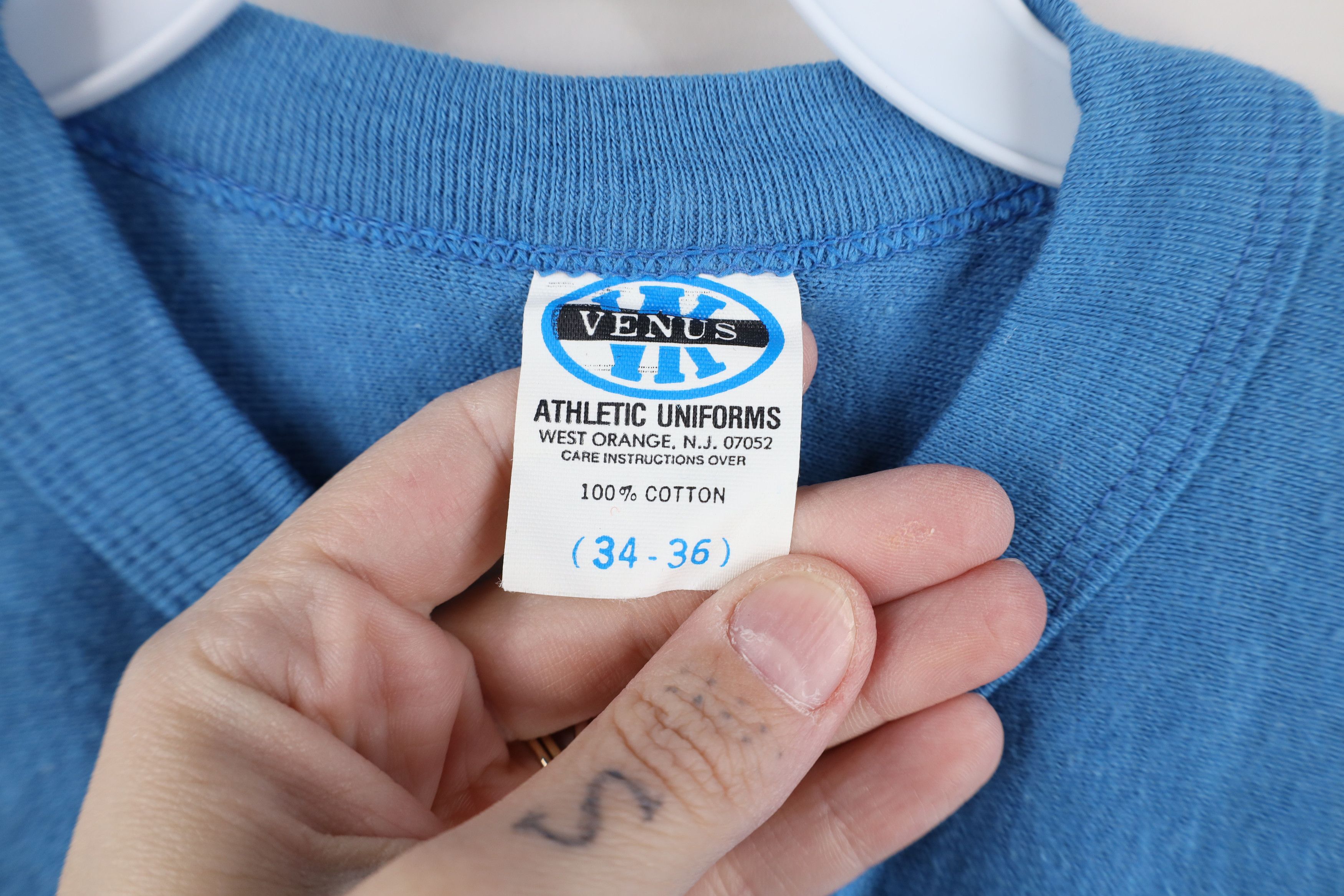 Vintage Deadstock Vintage 60s 70s Jersey T-Shirt Blue USA Cotton Size US S / EU 44-46 / 1 - 4 Thumbnail