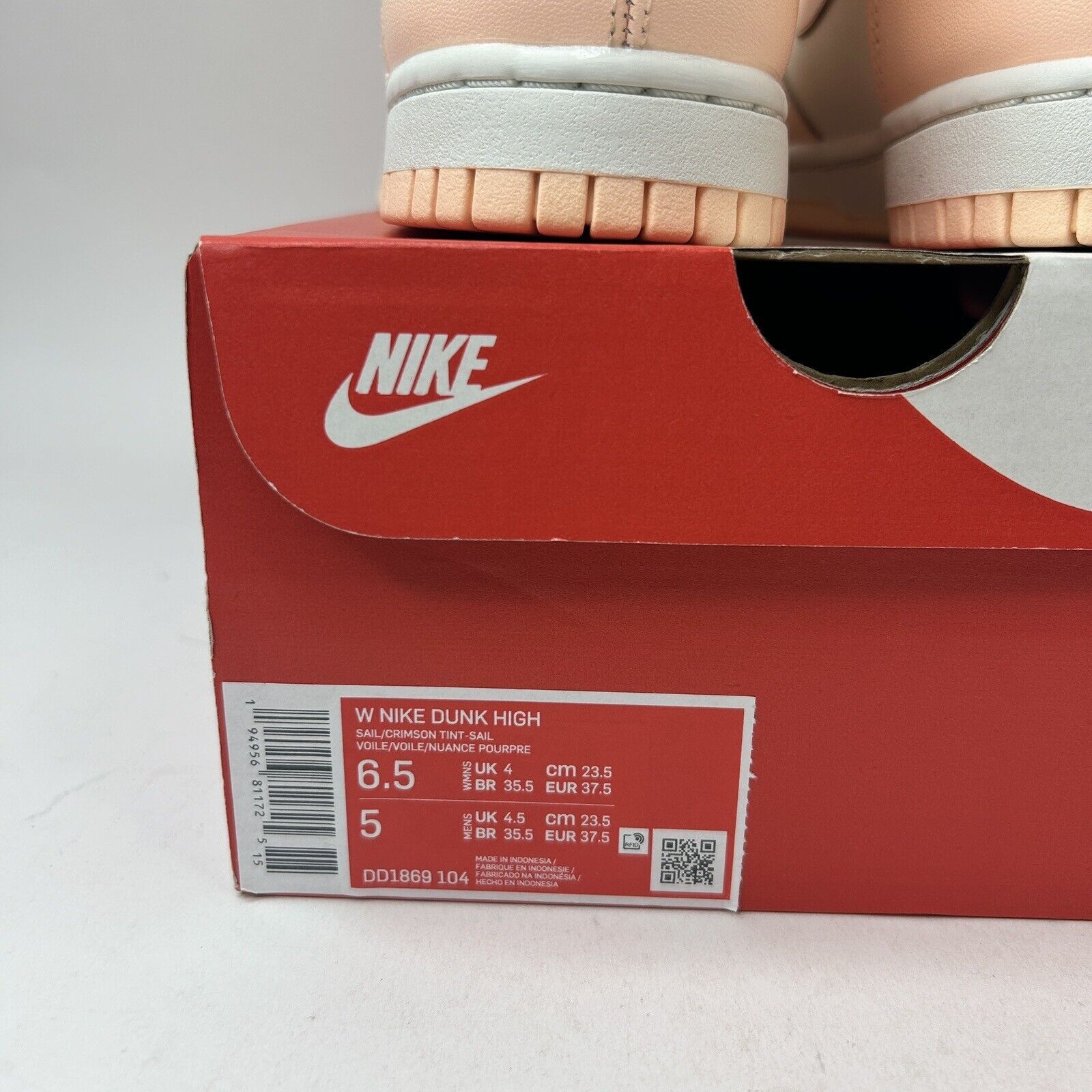 Nike Nike Dunk High WMNS “Sail Crimson Tint” 2023 Size US 6.5 / IT 36.5 - 5 Thumbnail