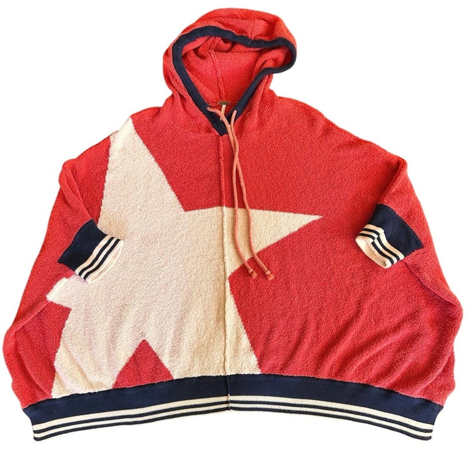 Free People Free People “I Know Places” Star Hoodie Red/White Size XS/S Size S / US 4 / IT 40 - 3 Thumbnail