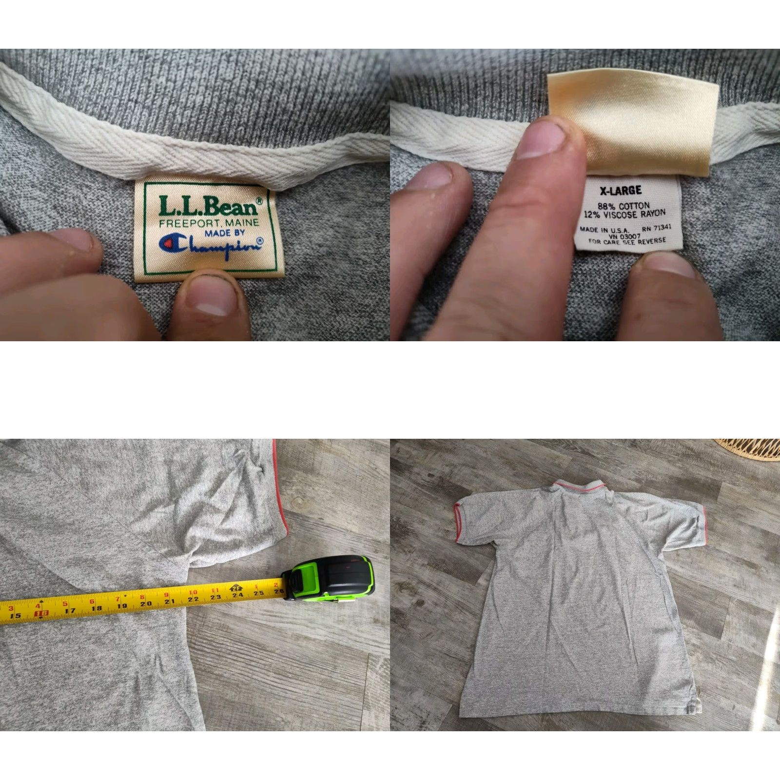 Vintage VINTAGE L.L. Bean Polo Shirt Mens XL Gray 1980s Champion Collaboration Golf Rugby USA Made Regular Fit Short Sleeve Size US XL / EU 56 / 4 - 8 Thumbnail