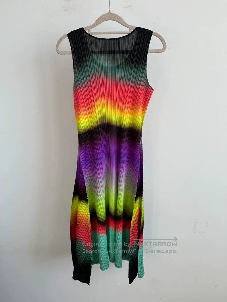Issey Miyake Issey Miyake Green Aurora Dress Size L / US 10 / IT 46 - 2 Thumbnail