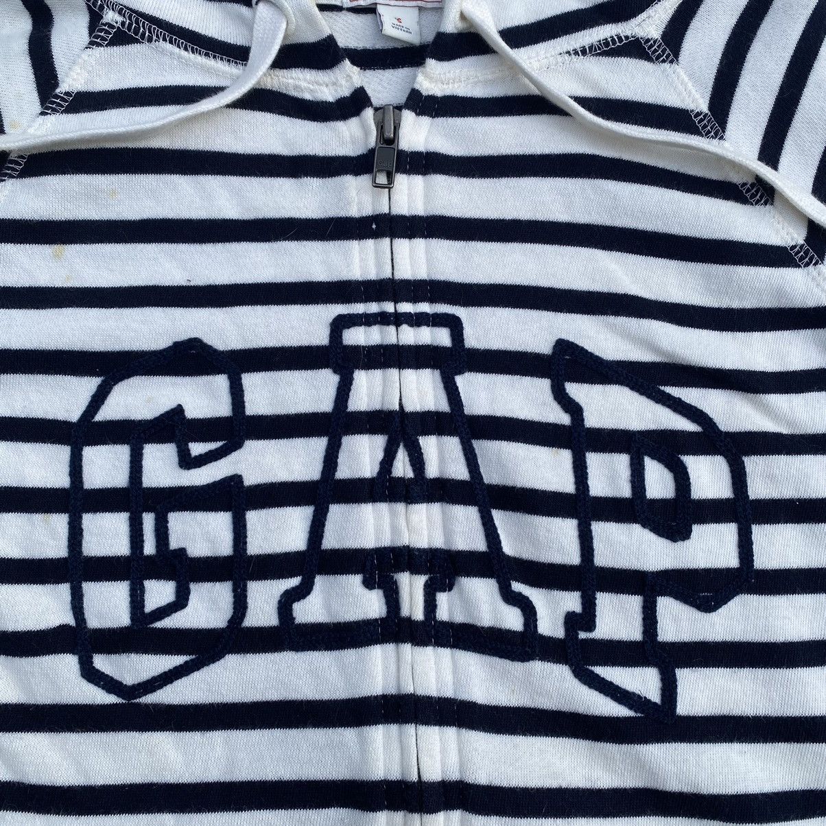 Gap × Vintage 🔥Vintage Gap zip up big logo Hoodie black &white stripes M Size M / US 6-8 / IT 42-44 - 3 Thumbnail