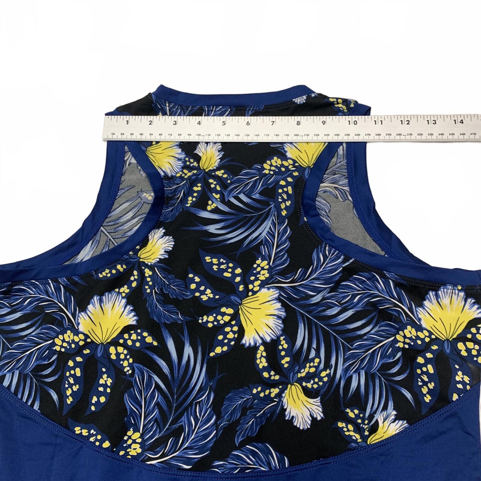 Ann Taylor TAIL Women's Sz M Debbie Blue Jungle Sleeveless Floral Top Size ONE SIZE - 8 Thumbnail