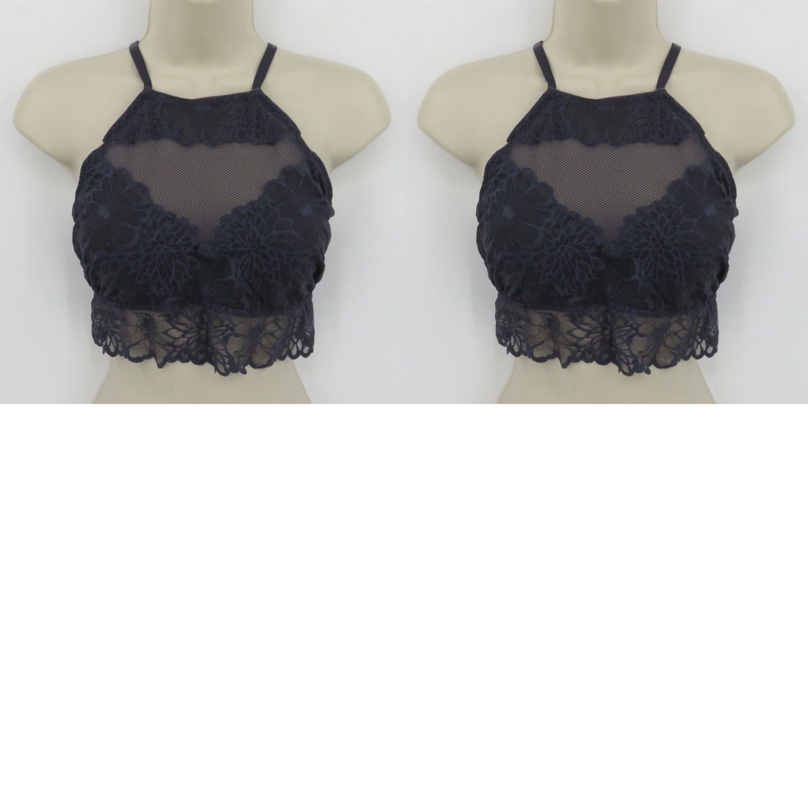 Victoria's Secret PINK Victoria's Secret Bralette Women Large Lace Wireless Unlined Blue Gray Size ONE SIZE - 9 Thumbnail