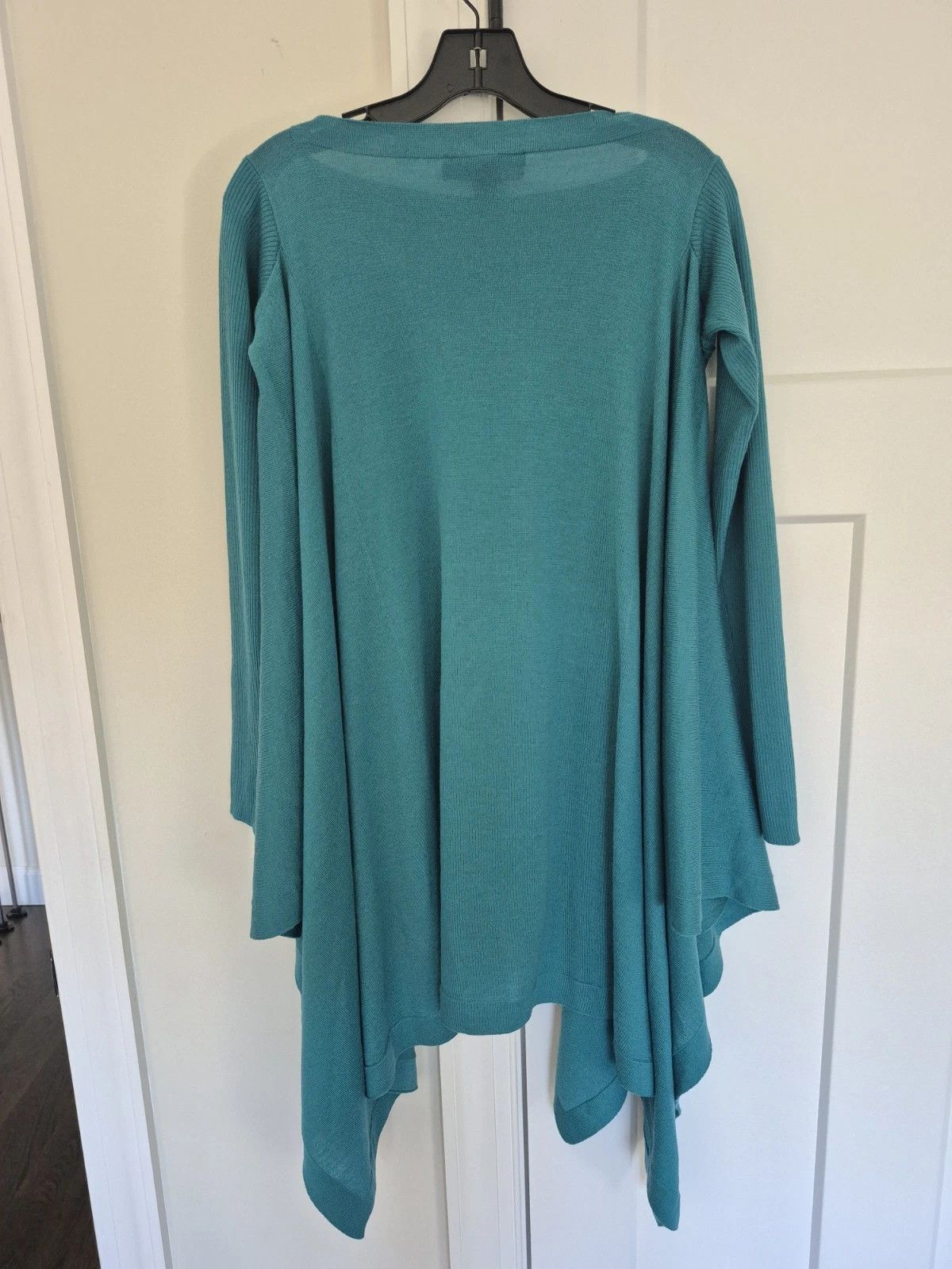 St. John Sweater Turquoise 100% Wool Long Slv Asymmetrical Hem Size P Size S / US 4 / IT 40 - 3 Thumbnail