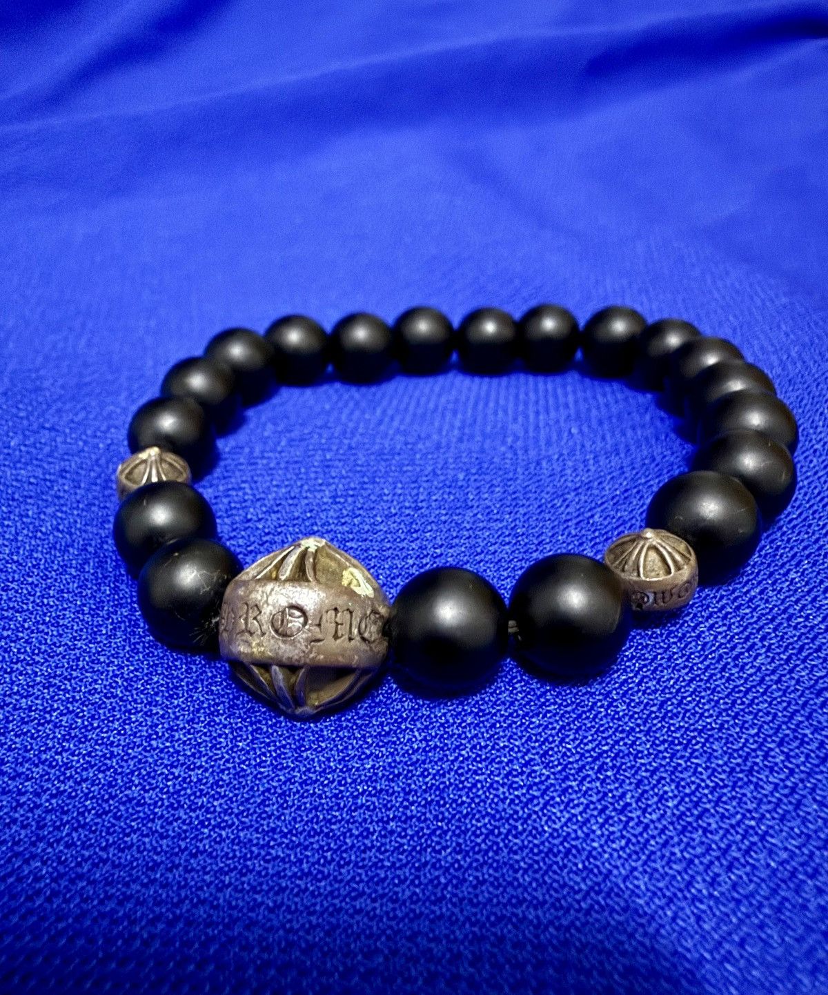 Chrome Hearts 🔥SICK🔥Chrome Hearts Onyx Bead silver cross ball bracelet Size ONE SIZE - 4 Thumbnail